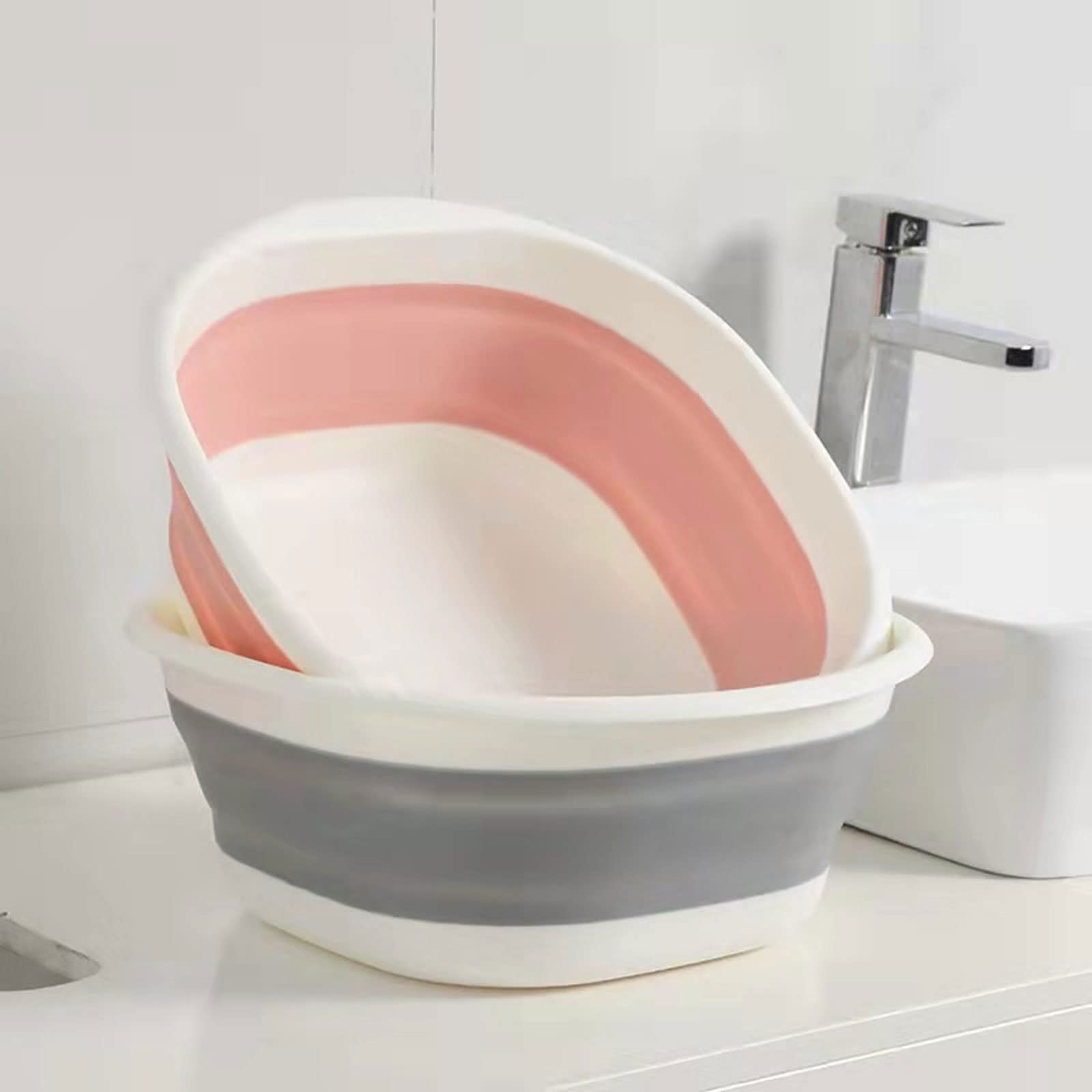 Foldable Collapsible Wash Basin - Non-Slip Travel Bucket for Camping, Laundry & Household Use | Portable Sink Tub (Pink, Large Size) | Perfect for Outdoor Adventures, RV Trips & Small Space Living