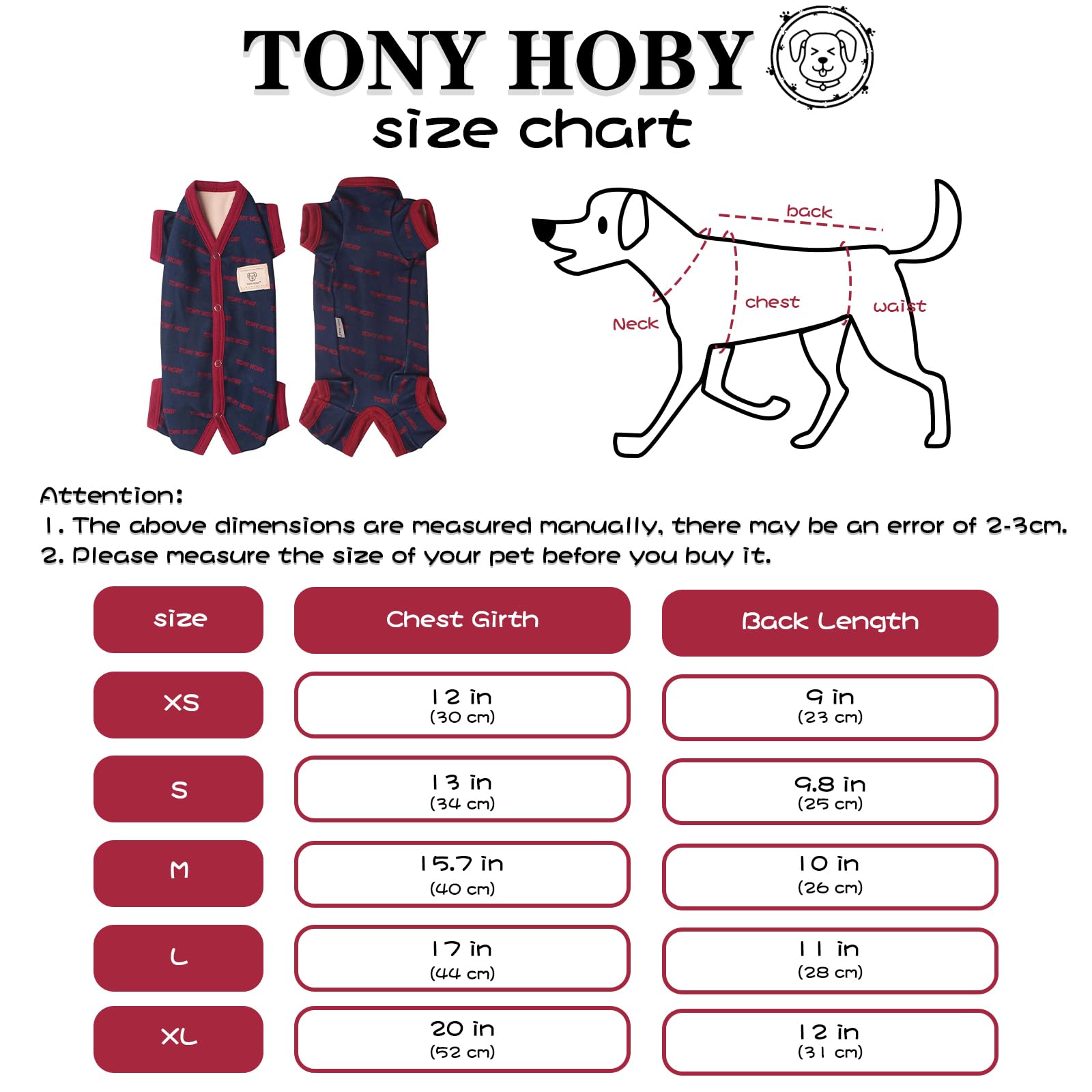 TONY HOBY Dog Pajamas for Winter - Warm Thermal Jumpsuit for Small & Medium Dogs, Female/Male 4-Legged Dog Pajamas (Dark Blue, Girl, Size L) - Cozy Sleepwear for Cold Nights & Indoor Comfort