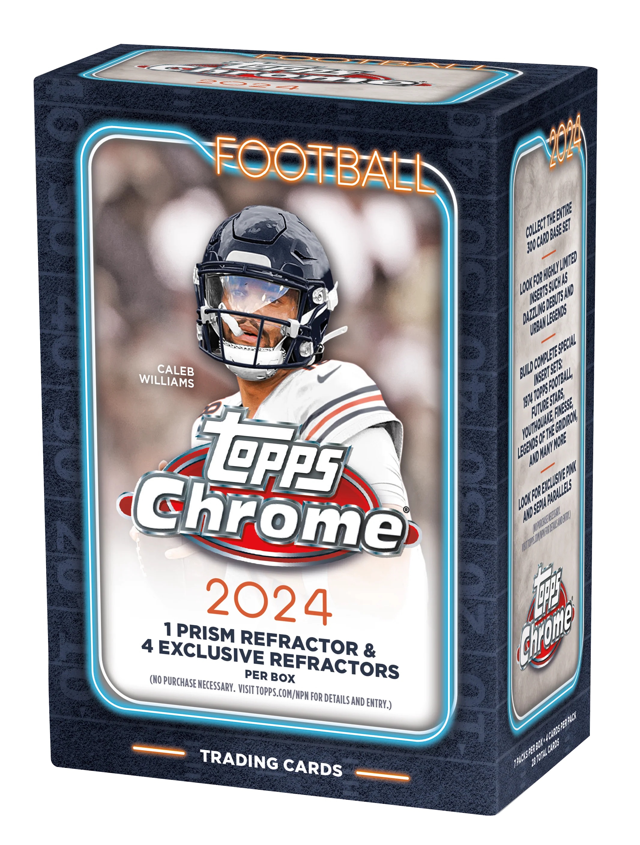 2024 Topps Chrome Football Blaster Box - NFL Trading Cards for Collectors & Fans - Perfect for Gifts, Fantasy Sports & Memorabilia Collections
