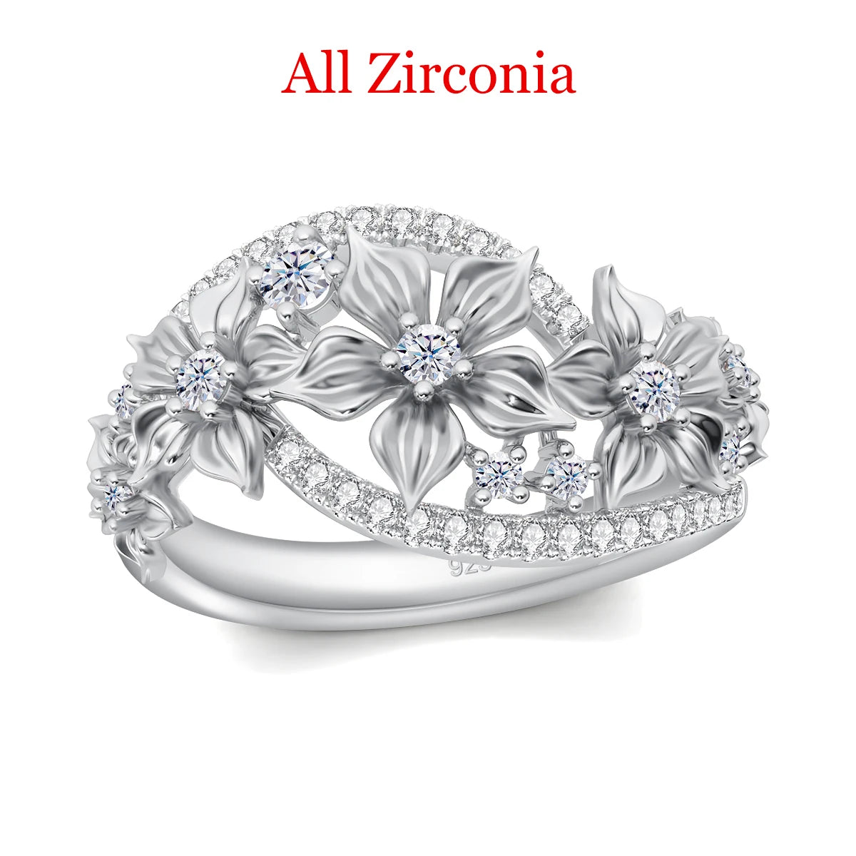 Luxury Moissanite Flower Ring for Women - Certified Wedding Band, Engagement Party Jewelry - Perfect for Bridal, Anniversary & Special Occasions