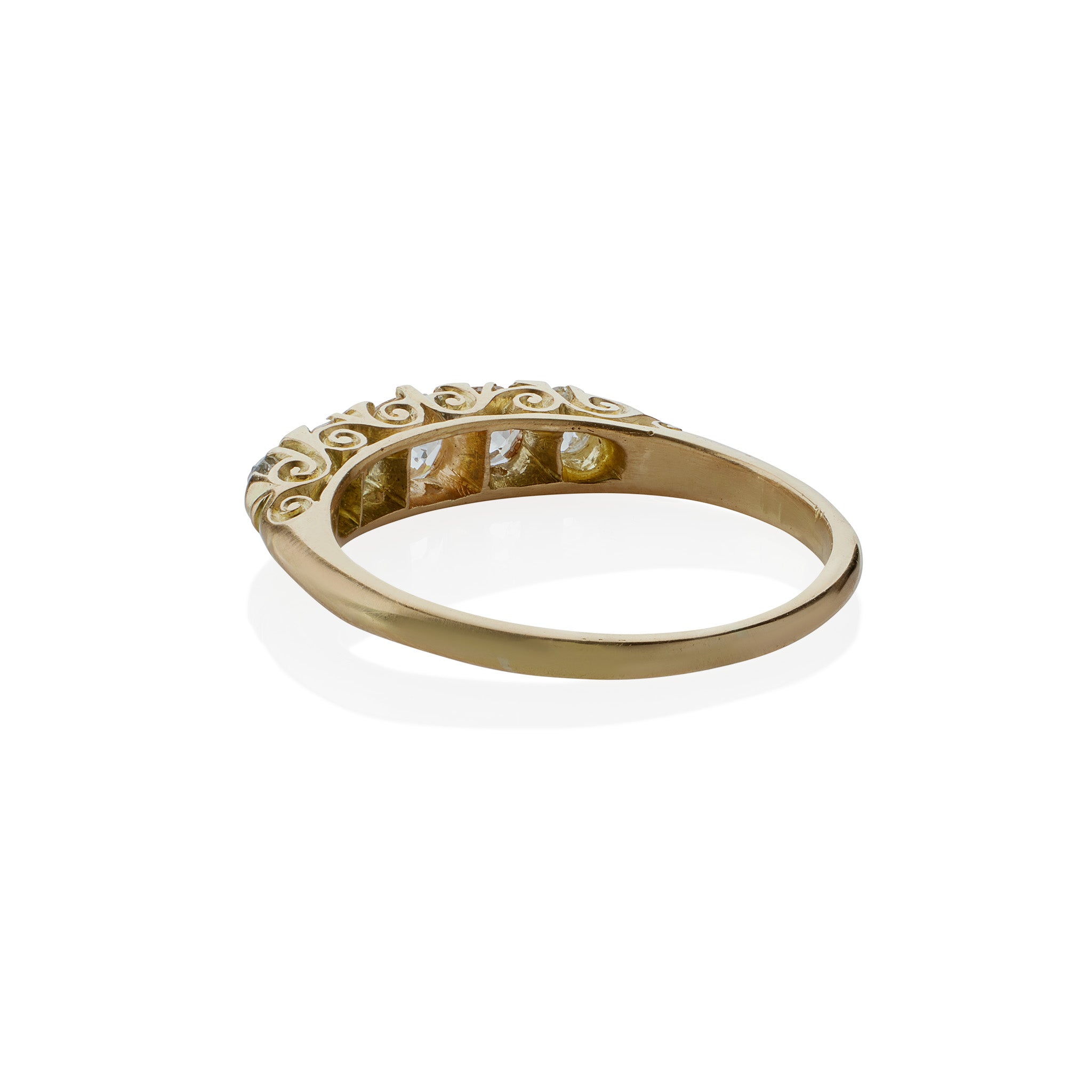 Vintage 18K Gold Five-Stone Diamond Ring - Antique English Jewelry for Women, Elegant Gift for Anniversary, Engagement & Special Occasions
