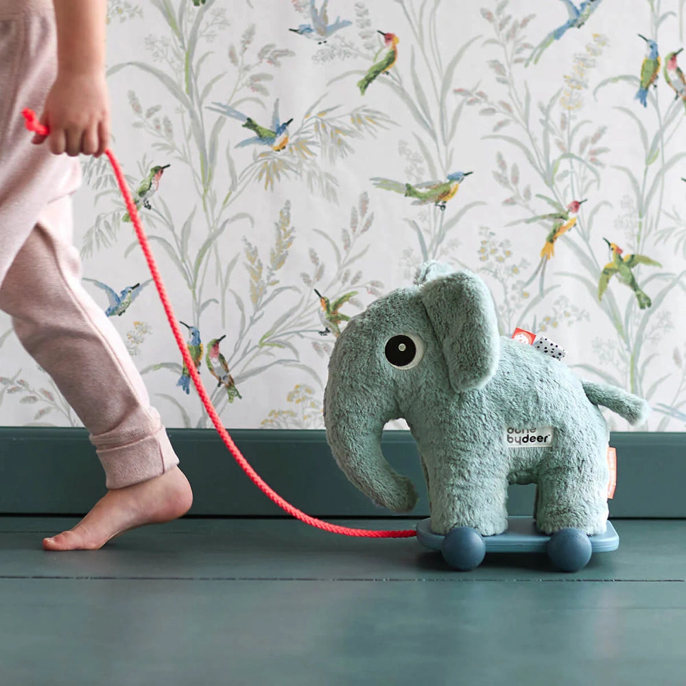 Done by Deer Pull Along Elphee Blue - Adorable Wooden Pull Toy for Toddlers, Perfect for Early Learning & Motor Skill Development - Great Gift for Birthdays & Holidays