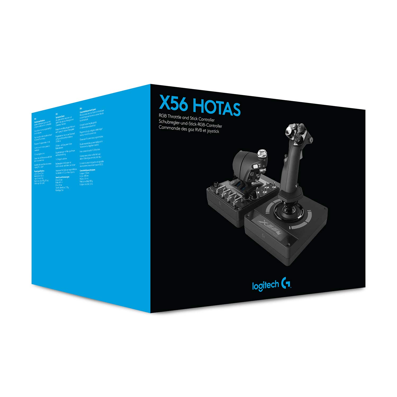 Logitech G X56 H.O.T.A.S Flight Simulator Controller - Throttle & Joystick Combo with 189 Programmable Controls, 4 Spring Options, RGB Lighting, Dual USB for PC (Black) - Perfect for Flight Simulation Games & Professional Pilot Training