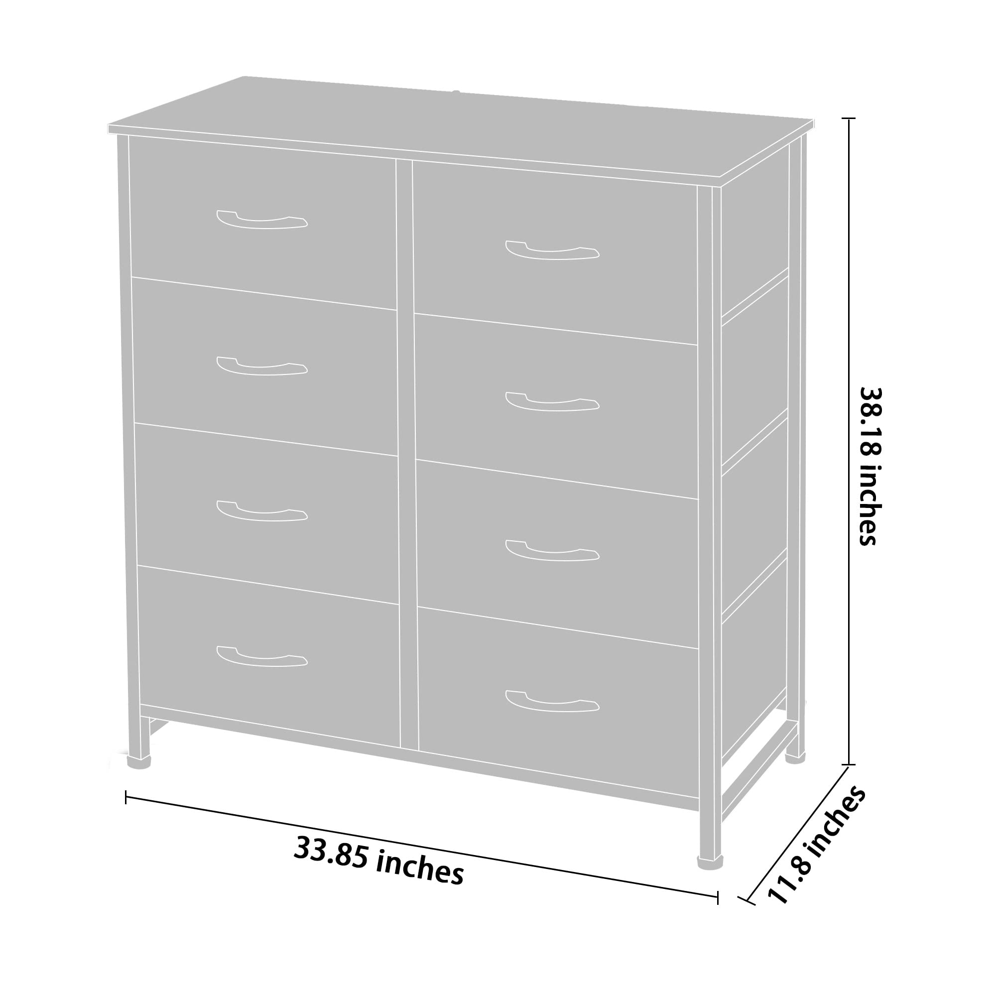 AZL1 Life Concept 8-Drawer Fabric Storage Dresser - Tall Standing Organizer for Bedroom, Office & Closet - Removable Slim Drawers with Beige Fabric Bins | Perfect for Small Space Organization & Home Decor