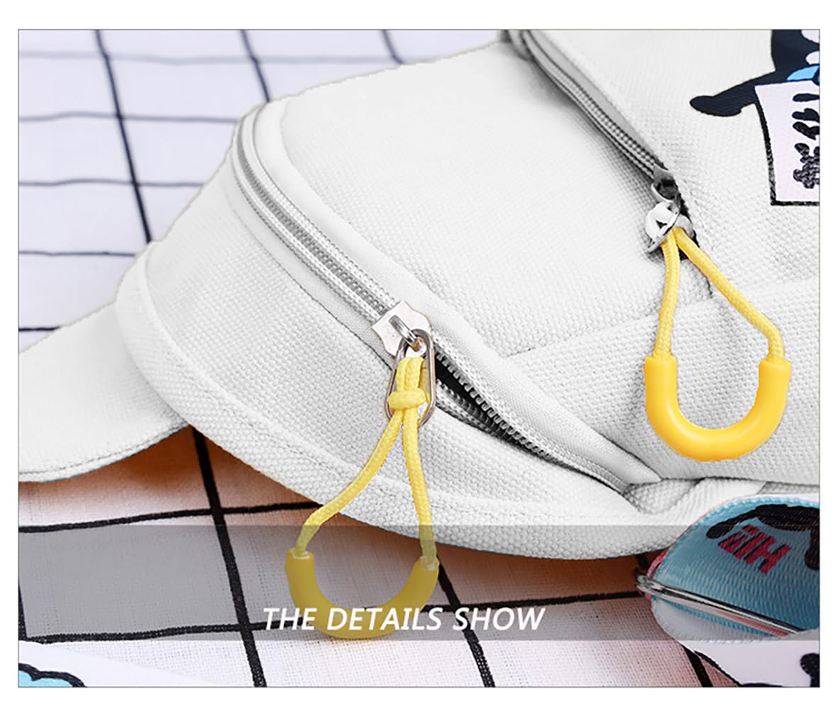 SYGA Celebrity Cartoon Canvas Shoulder Bag for Girls - Cute Kids Messenger Purse & Crossbody Chest Bag (White) - Perfect for School, Travel & Daily Use