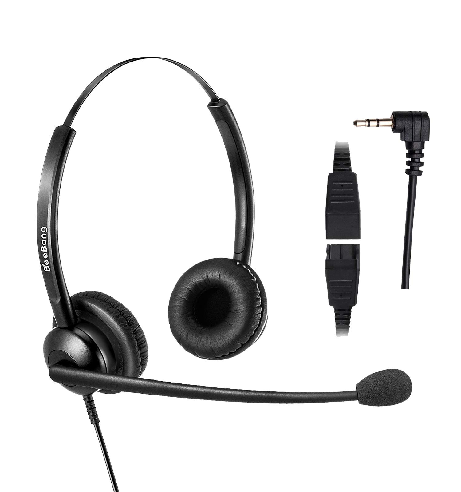 2.5mm Noise Canceling Headset for Cordless Phones - Compatible with AT&T ML17929, Vtech, Panasonic KX-TCA430/KX-T7630/KX-T7633 - Ideal for Call Centers & Home Office Use