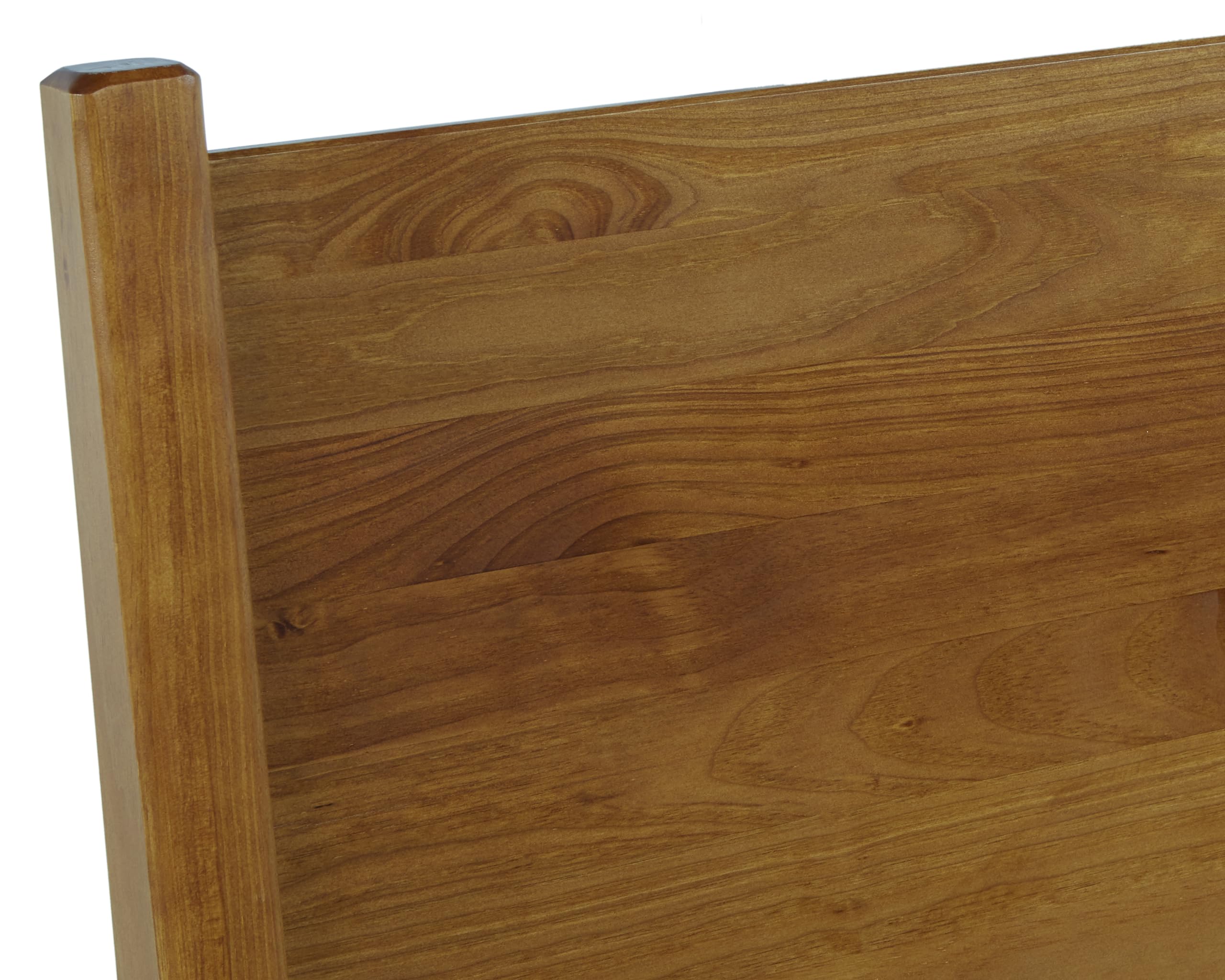 Mid-Century Modern Panel Bed King Size - Solid Wood Frame with Castanho Finish - Perfect for Master Bedroom & Guest Room Decor