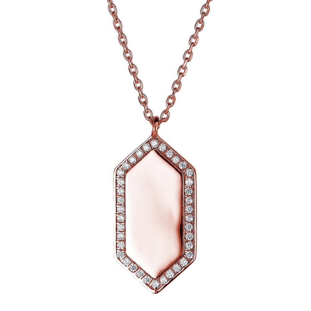 14KT Gold Hexagon Diamond Necklace - 0.10 CTW Genuine Diamond Pendant for Women - Elegant Everyday Jewelry & Special Occasion Gift