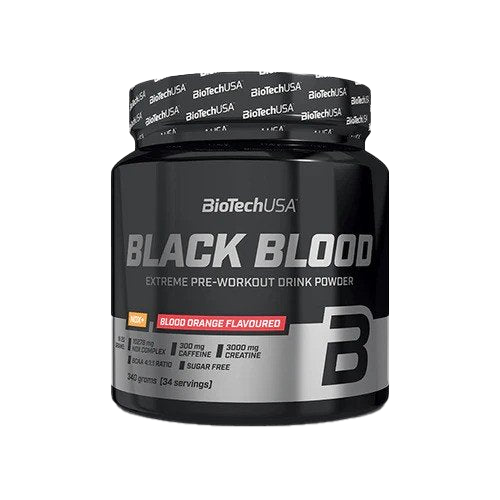 BioTechUSA Black Blood NOX+ Pre-Workout Supplement - Blood Orange Flavor, 340g | Energy Booster for Intense Workouts & Gym Performance | Vegan & Gluten-Free