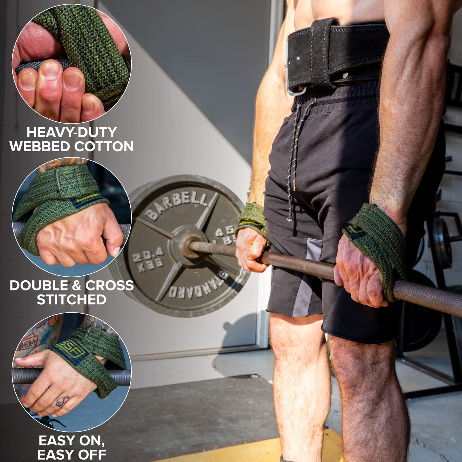 SERIOUS STEEL FITNESS Red Figure 8 Lifting Straps for Deadlifts & Strongman Training - Heavy Duty Axle Straps (3 Sizes) - Perfect for Powerlifting, Weight Training & Gym Workouts