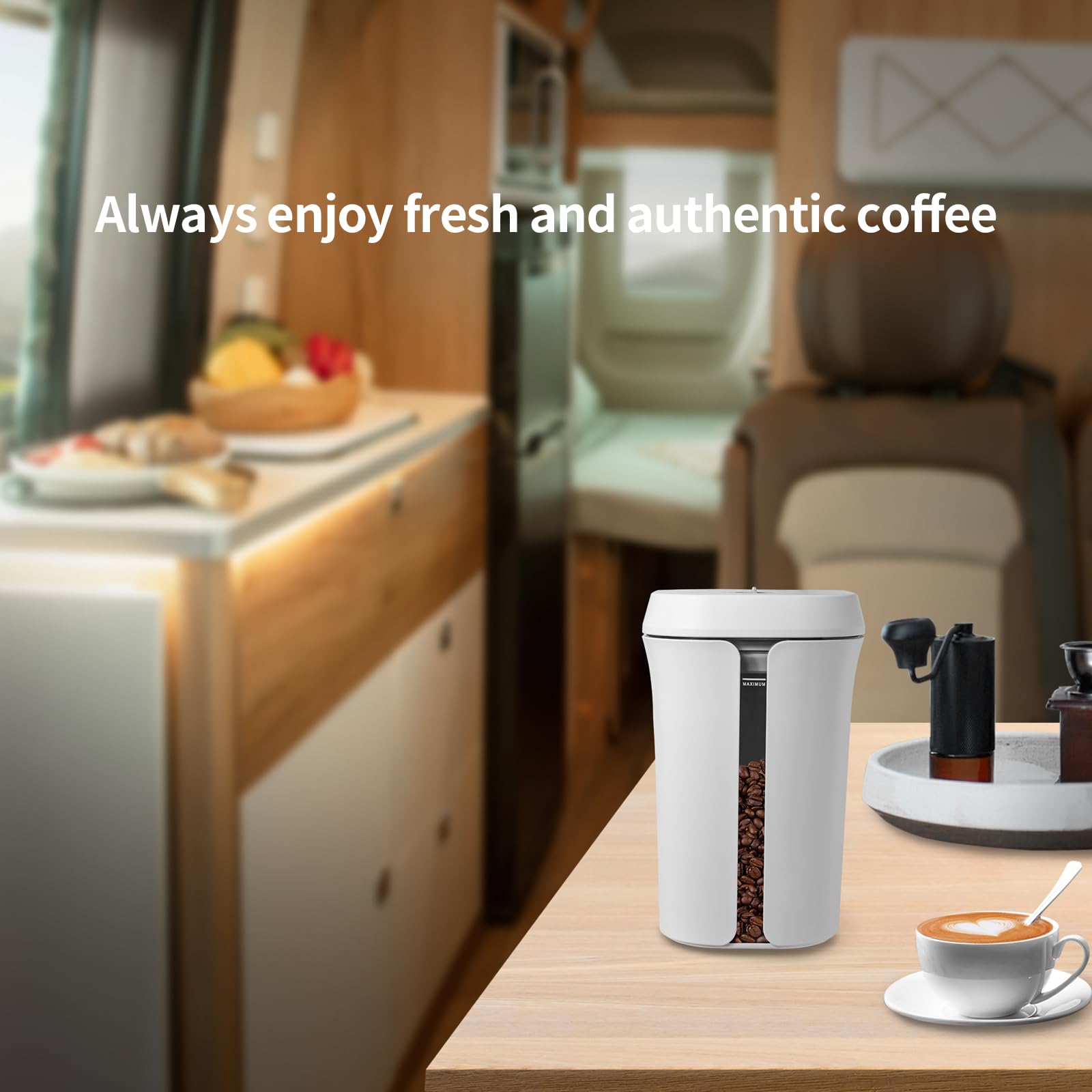 Automatic Vacuum Coffee Canister & Food Storage Container - 1L Capacity, One-Touch Button Operation for Coffee Beans & Dry Foods, Smart Vacuum Seal Technology to Preserve Freshness | Ideal for Kitchen, Pantry & Coffee Station Organization
