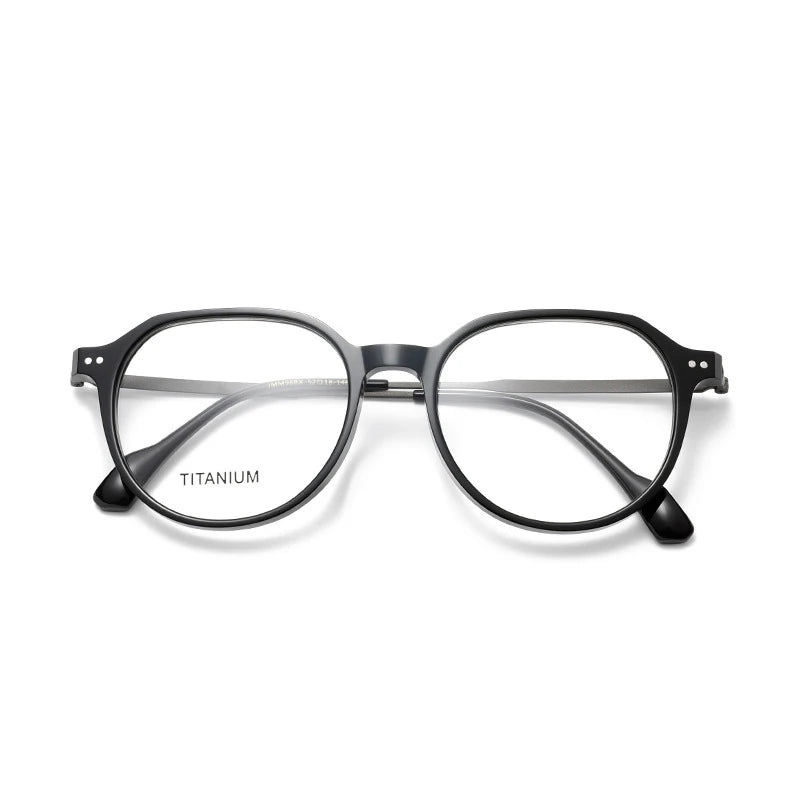 Aror Unisex Full Rim Flat Top Oval Acetate Titanium Eyeglasses 84298 - Lightweight & Durable Frame for Men & Women - Perfect for Reading, Work, and Everyday Fashion