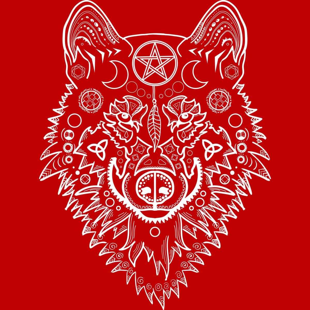 Men's Tribal White Wolf Graphic T-Shirt by Design By Humans - Stylish Casual Tee for Everyday Wear, Outdoor Adventures & Music Festivals