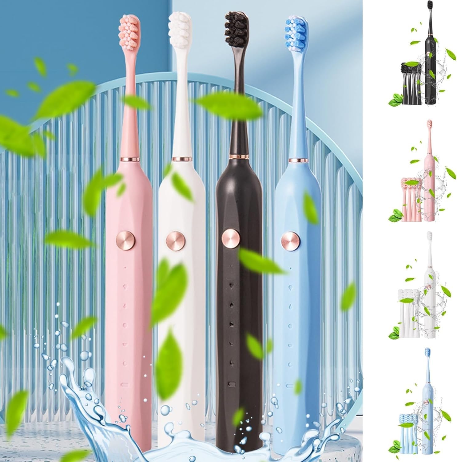 Premium Electric Toothbrush for Adults - 5 Cleaning Modes, IPX7 Waterproof, 4 Replacement Brush Heads, Ultra-Quiet & Portable with Smart Timer (Black) - Perfect for Travel, Home & Office Use