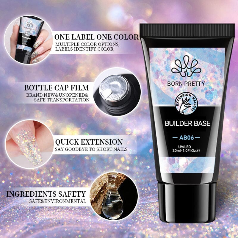 BORN PRETTY Builder Base 30ml - Professional Nail Extension Gel for Strong & Natural-Looking Nails - Perfect for Salon, Home Manicure & DIY Nail Art
