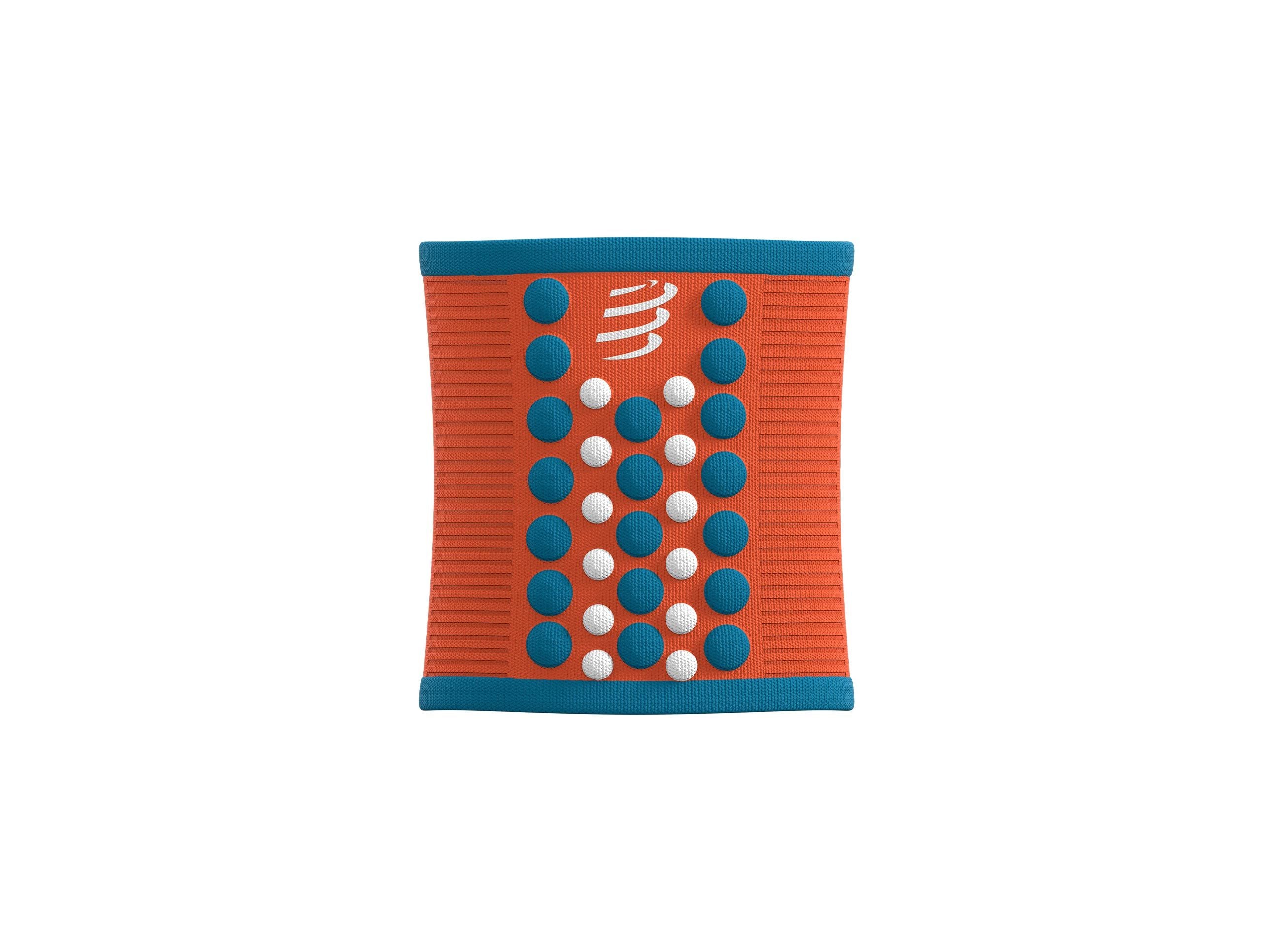 Compressport Unisex 3D.Dots Sweatbands - Pair for Men & Women, Orangeade/Fjord Blue | Breathable Wristbands for Running, Tennis, Basketball & Workout