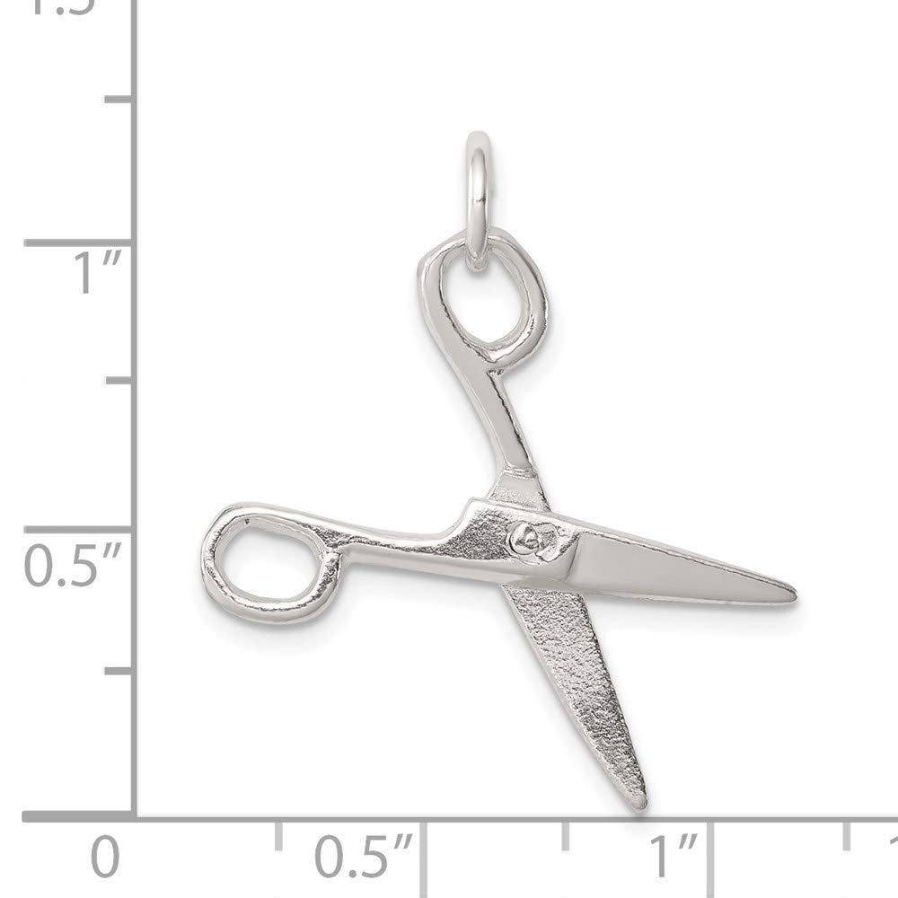3D Moveable Sterling Silver Scissors Pendant - Black Bow for Jewelry Making