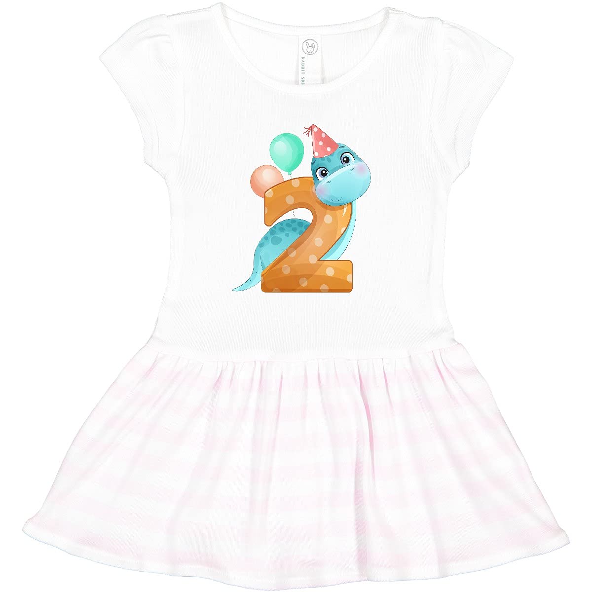 Inktastic 2nd Birthday Dinosaur Toddler Dress - Cute Dino Outfit for Girls & Boys Birthday Party, Playdate & Photo Shoot