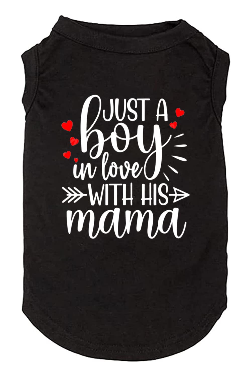 Dog Clothes for Small Dogs - 'Just a Boy in Love with Mama' Matching Parent-Child Shirts & Vest Pet Apparel (Small, Black) - Perfect for Family Photos & Daily Walks