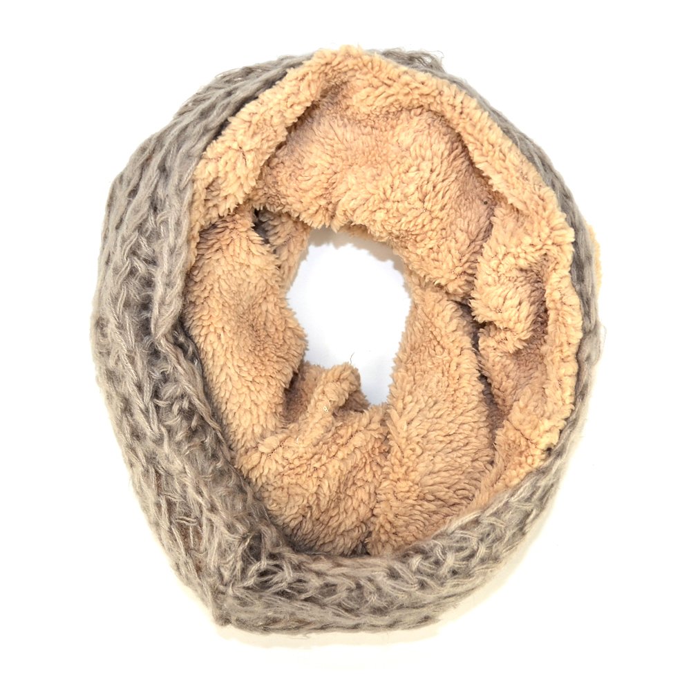 Double Layer Fishnet Faux Fur Infinity Loop Scarf - Warm Winter Fashion Accessory for Women, Cozy Neck Warmer for Outdoor Activities, Snow Sports & Casual Wear