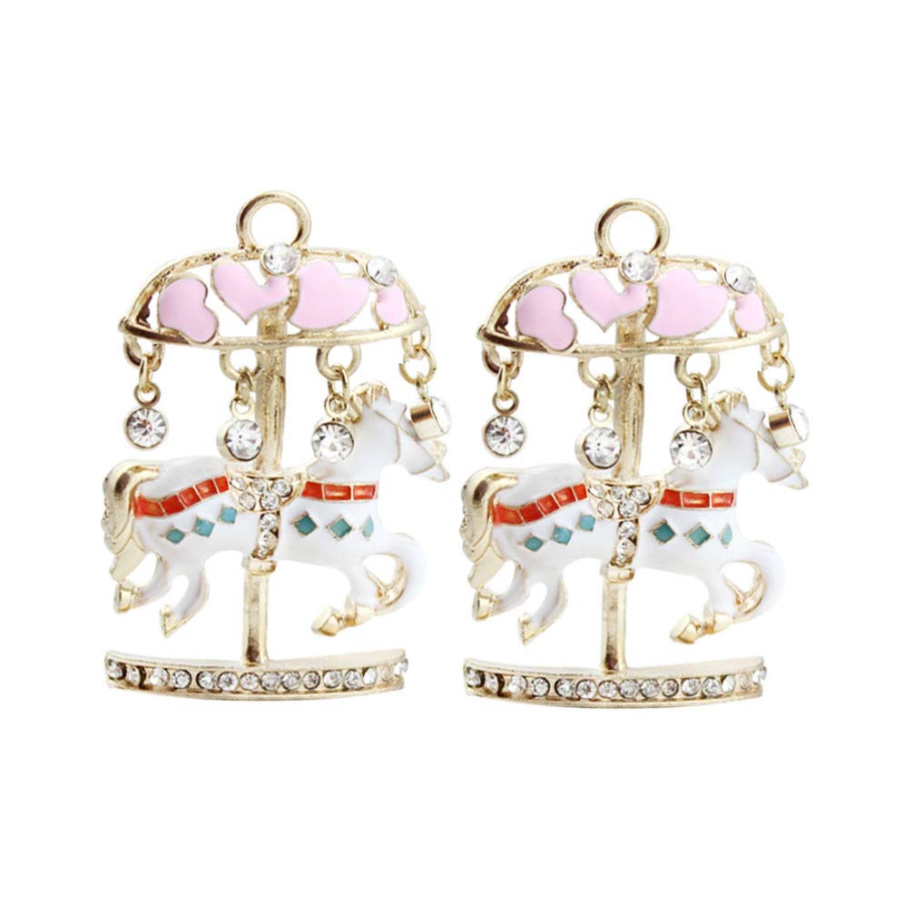 Hemobllo 2-Pack 3D Rhinestone Carousel Phone Case Stickers - DIY Decorative Charm Decals for iPhone Samsung Galaxy (Perfect for DIY Customization & Gift Giving)