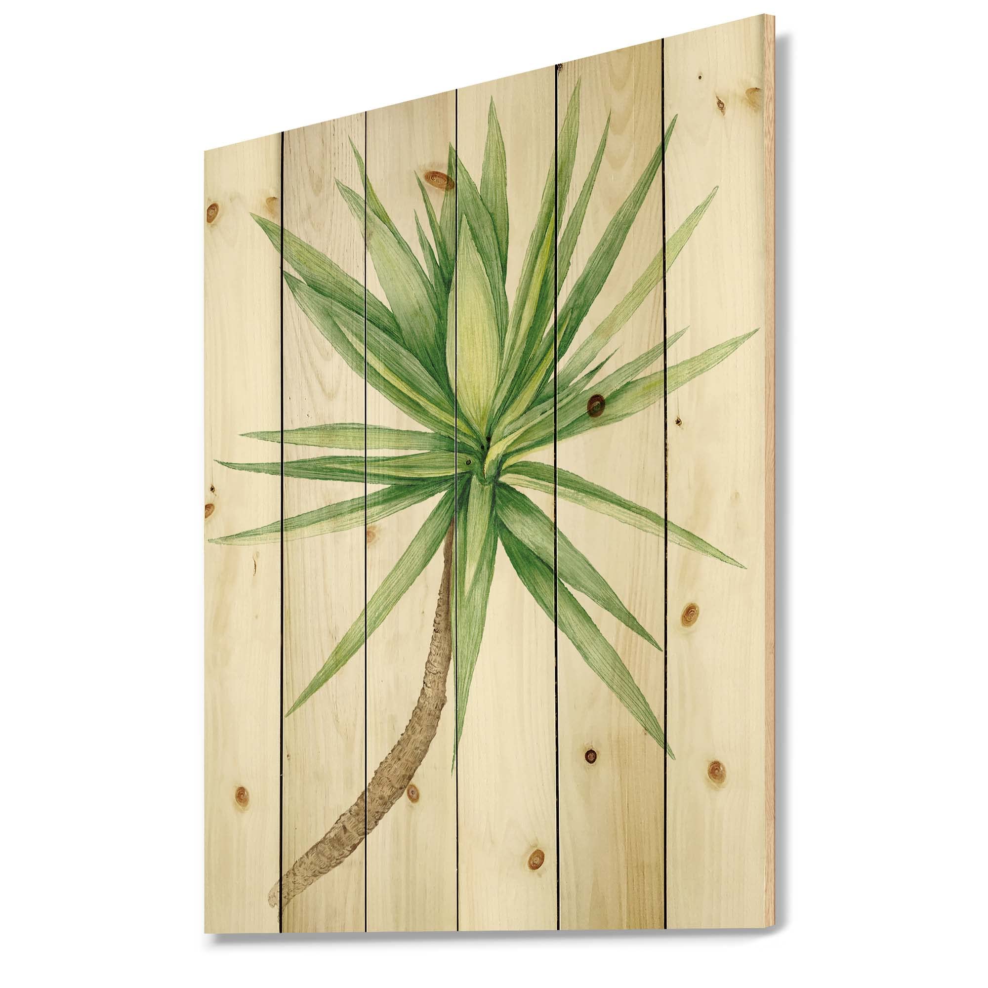 Yucca Tree Wood Wall Decor - Traditional Green Floral Wall Art Panels, Large Pine Wood Wall Hanging for Living Room, Bedroom & Office Decor