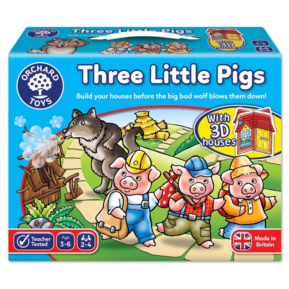 Orchard Toys Three Little Pigs Board Game for Kids - Fun Family Educational Game for Ages 3-7 - Perfect for Preschool Learning & Family Game Nights