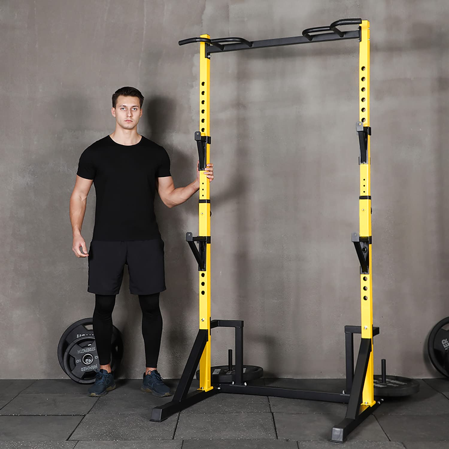 CANPA Heavy Duty Power Rack with Pull-Up Bar - 1000LB Capacity Adjustable Squat Stand for Home Gym - Power Cage for Weight Lifting, Strength Training & CrossFit Workouts - Perfect for Garage & Basement Gym Setup