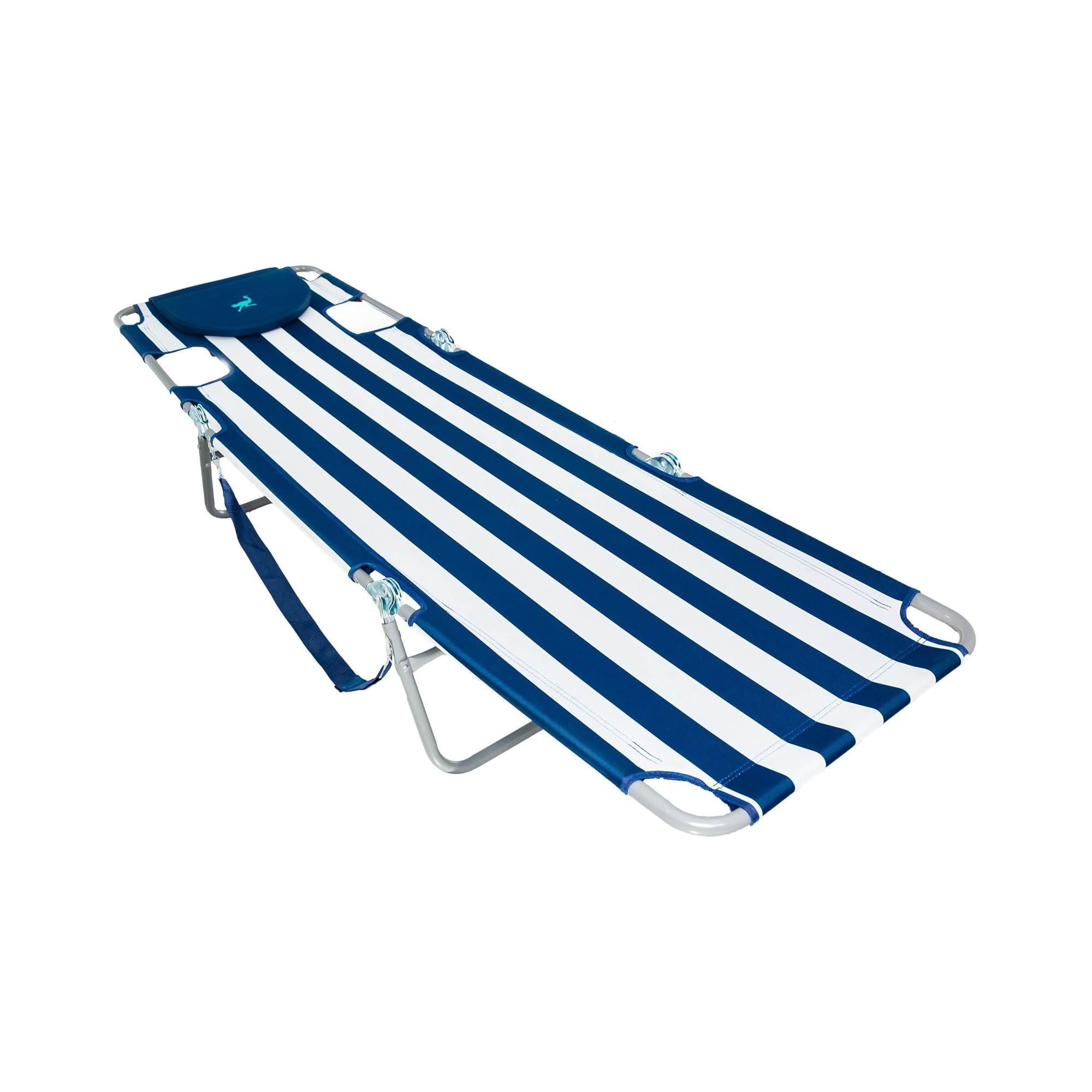 Premium Ostrich Chaise Lounge - Foldable Portable Sunbathing Beach Chair with Striped Design (2 Pack) - Perfect for Poolside Relaxation, Backyard Lounging & Beach Vacations