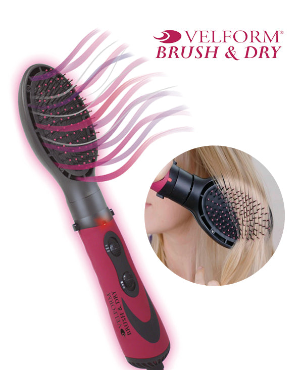 Velform Brush & Dry - 2-in-1 Hair Styler for Quick Blowouts & Smoothing | Professional Ionic Hair Brush with Heat Protection | Perfect for Home Use, Travel & Salon Styling