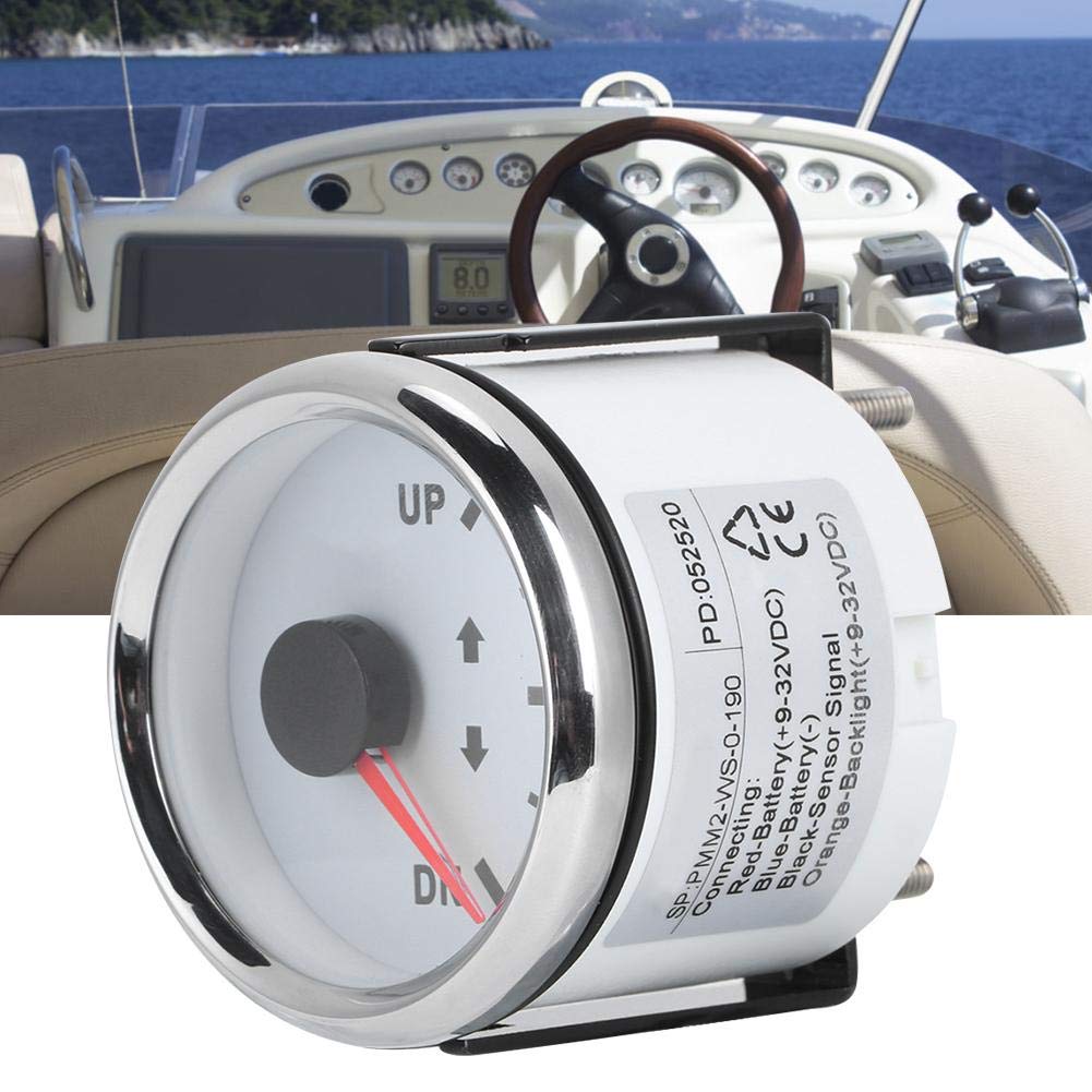 52mm Boat Trim Gauge with Red Backlight - Perfect for Marine Tilt Monitoring