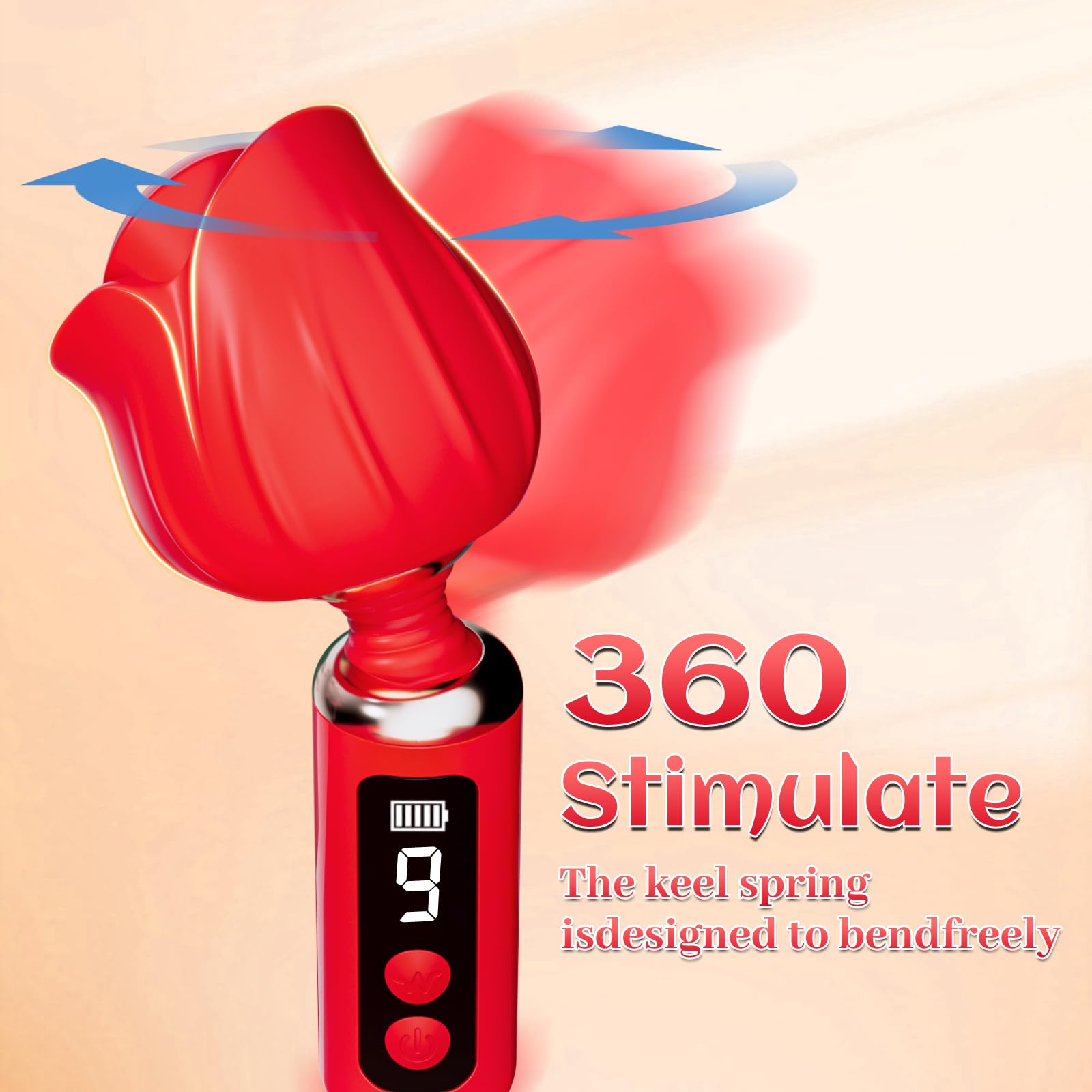 Rose Clitoral Vibrator - 10 Vibration Modes Rechargeable Mini Wand Massager for Women, G Spot & Nipple Stimulation, Couples Sex Toy with LED Display | Perfect for Solo Play & Intimate Moments