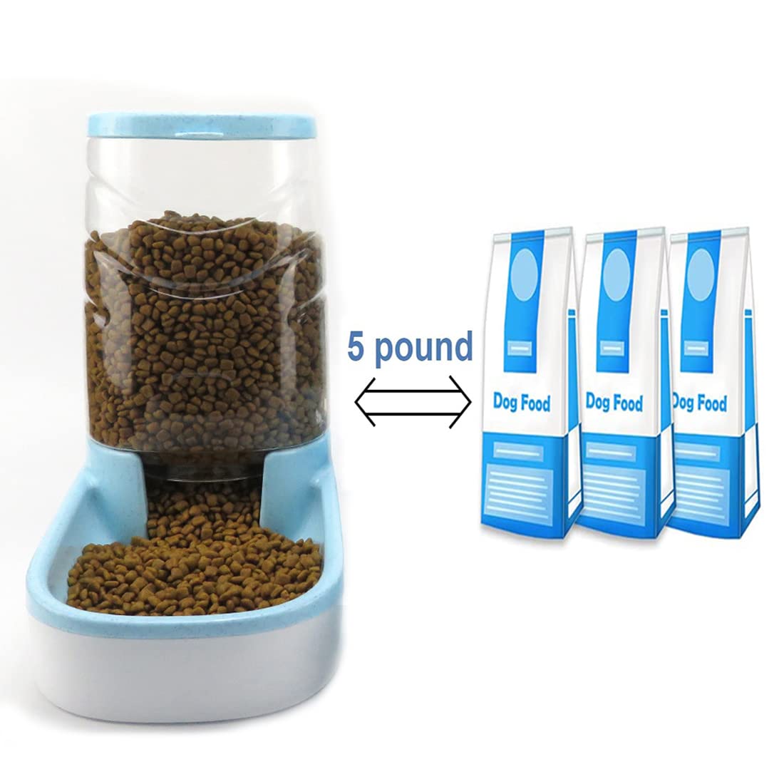 **Large Capacity Pet Food & Water Bowl Feeder with Storage Bottle - Automatic Feeder for Dogs, Cats, Rabbits & Puppies (Blue) - Perfect for Travel, Crate Training & Multi-Pet Homes**