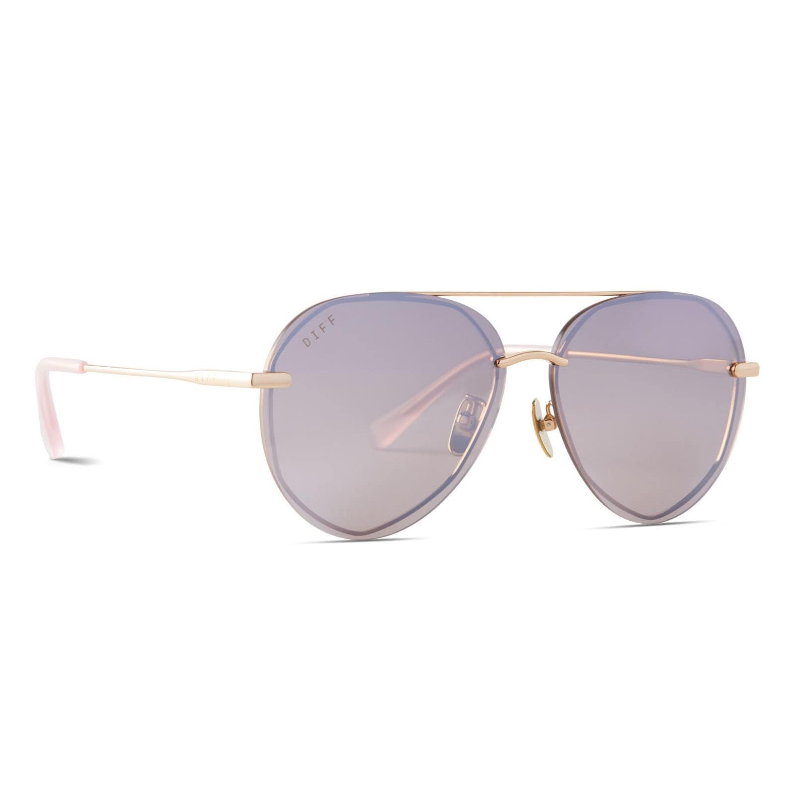 DIFF Lenox Polarized Oversized Aviator Sunglasses for Women - UV400 Protection, Gold Stainless Steel Frames - Fashion Sunglasses for Driving, Beach & Outdoor Activities