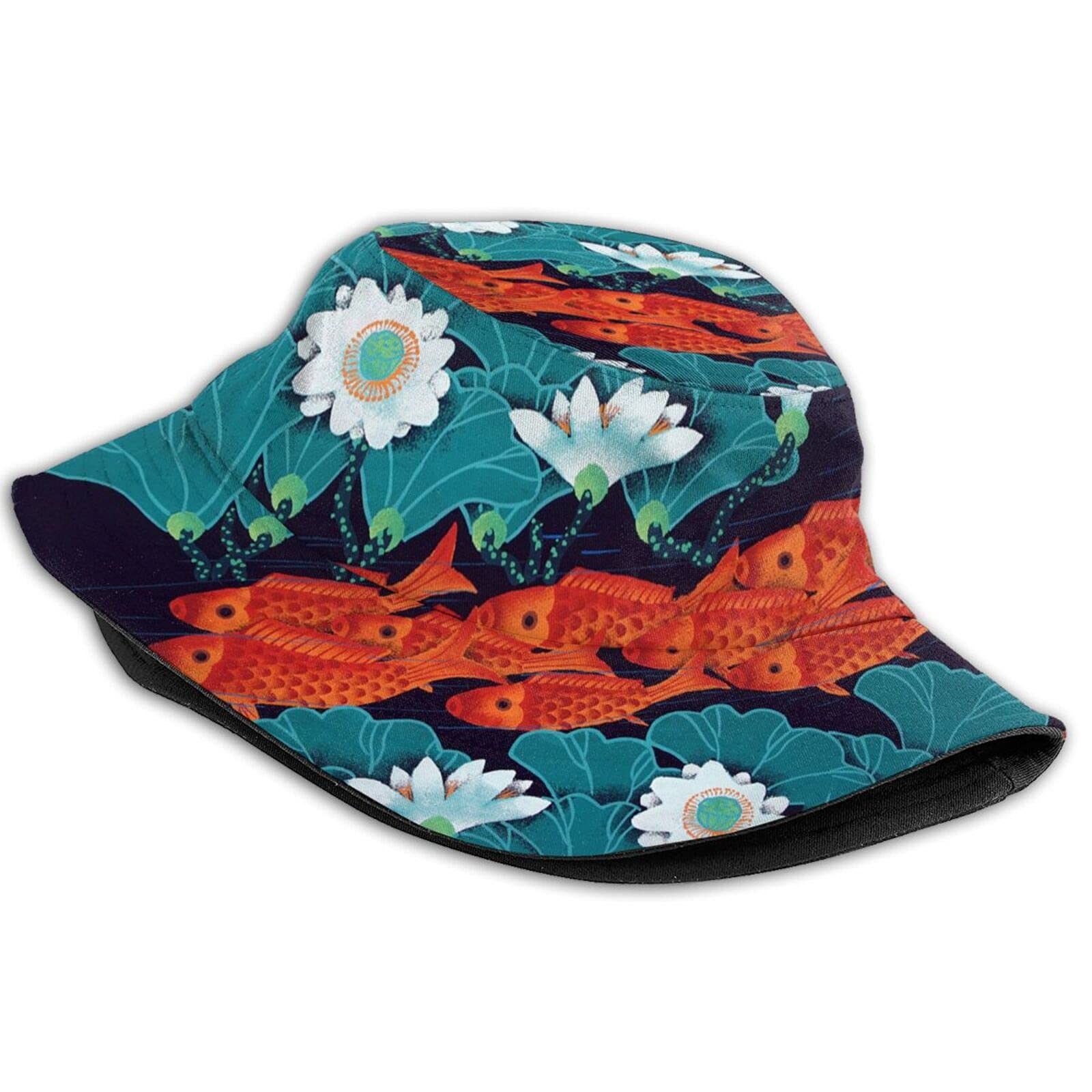 Cute Goldfish Bucket Hat for Women & Girls - Wide Brim Summer Sun Hat for Beach, Pool, and Outdoor Activities