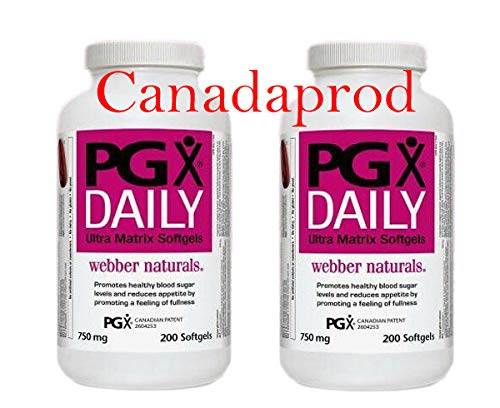 Webber Naturals PGX Daily 750mg Softgels - 2 Bottles (200 Softgels Each) for Weight Management & Blood Sugar Support - Perfect for Daily Supplement Routine & Healthy Lifestyle