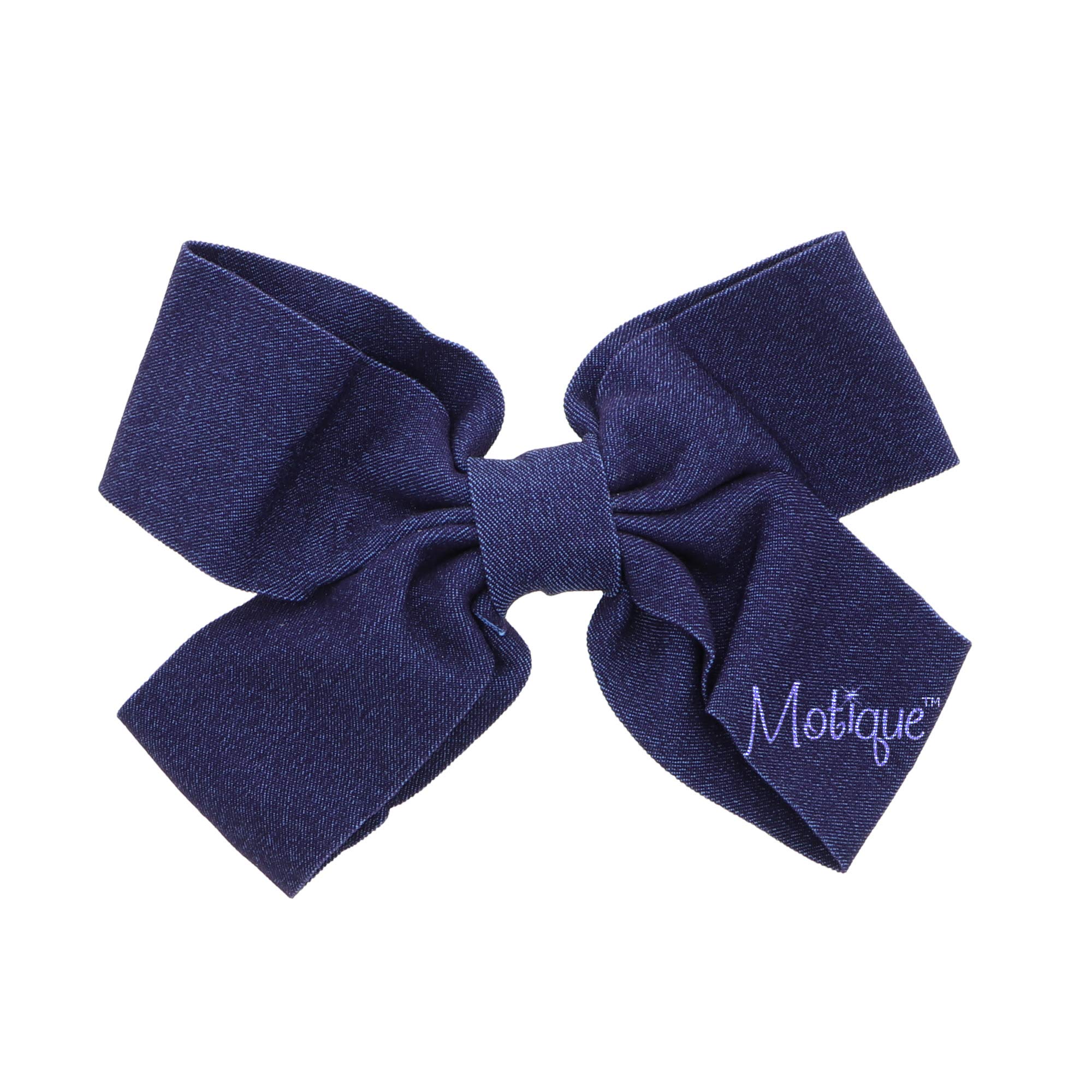 Denim Bow for Girls 7 inch - Dark Blue Hair Bow for Toddlers, Kids, and Teens - Perfect for School, Parties, and Special Occasions