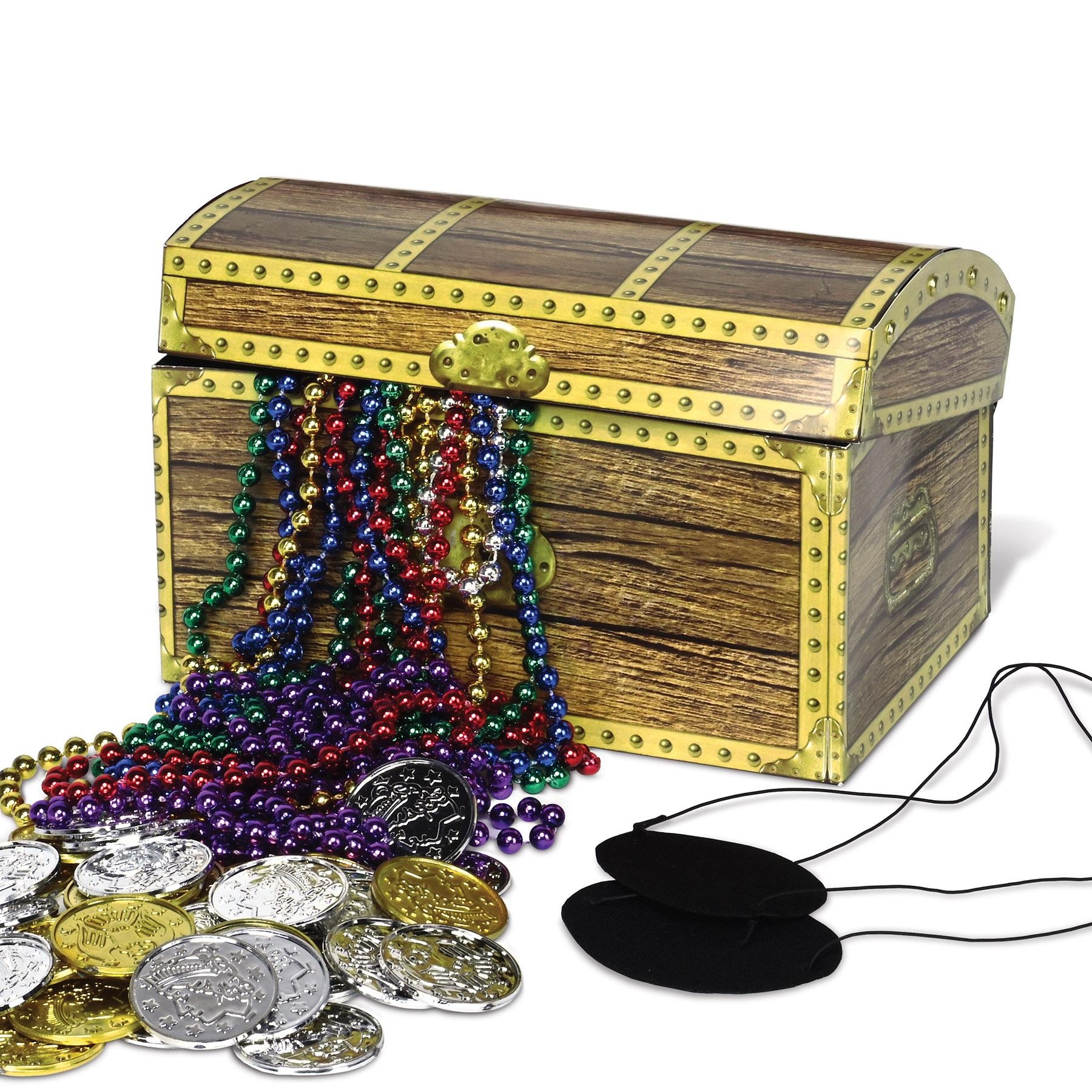 12 Pack Beistle 5.5 Inch Treasure Chest Party Box - Pirate Themed Party Decorations for Kids Birthday, Halloween & Themed Events