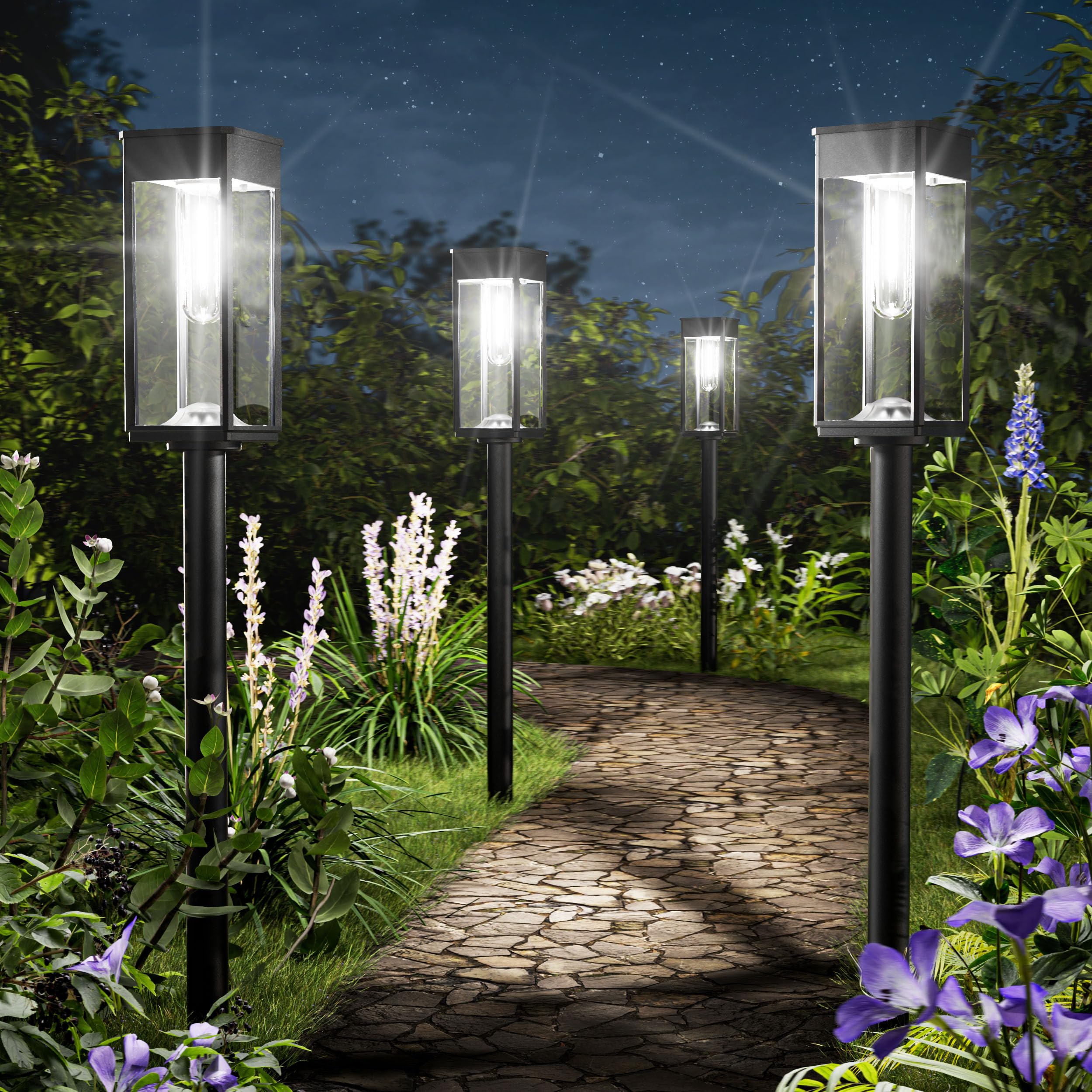8 Pack Solar Pathway Lights Outdoor - IP65 Waterproof Solar Garden Lights for Yard, Lawn, Walkway, Driveway - Cool White LED Landscape Lighting - Perfect for Garden, Patio, Backyard & Pathway Decoration