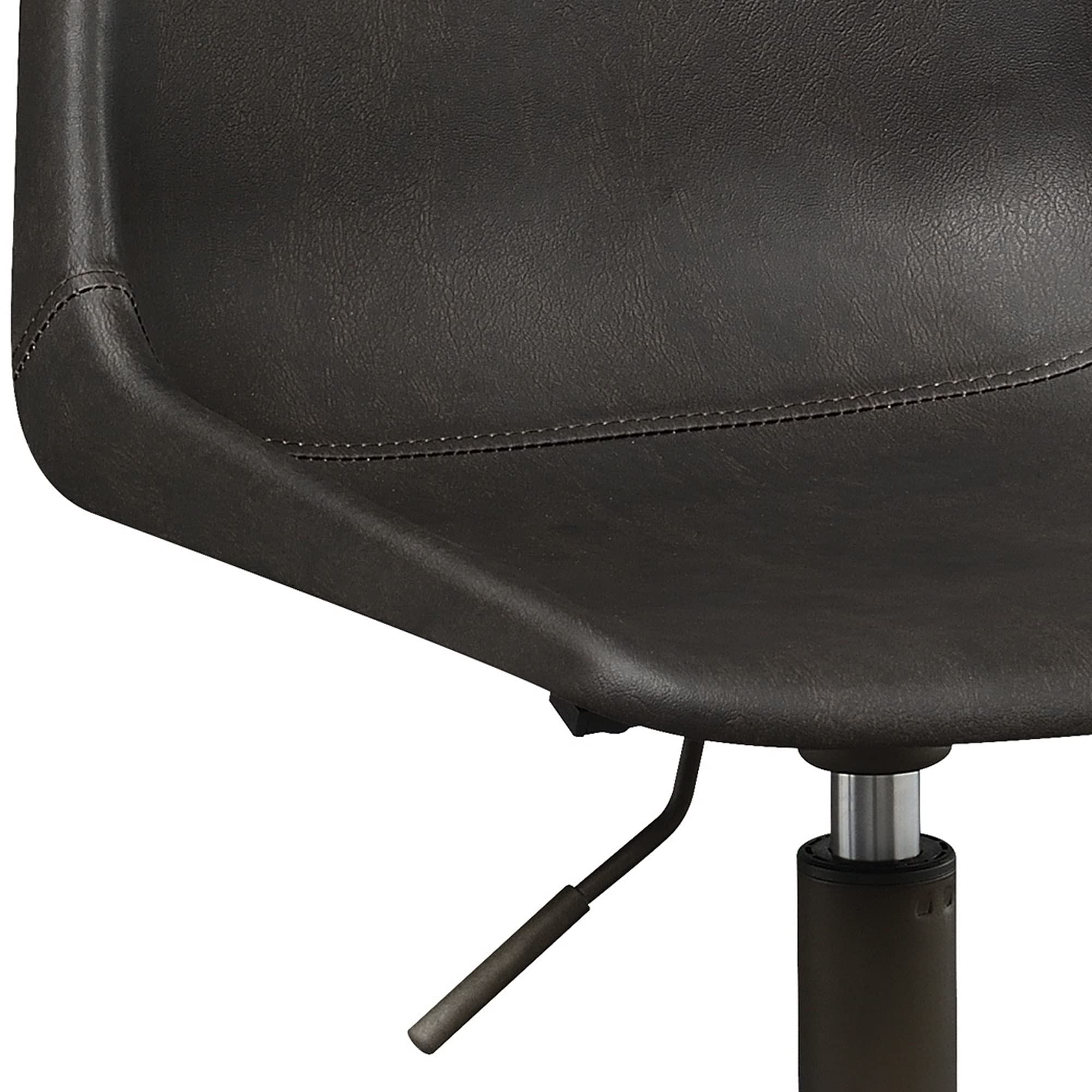 Benjara Ergonomic Fabric Office Chair with Curved Back Support & Contrast Stitching - Brown Executive Desk Chair for Home Office & Workspace Comfort