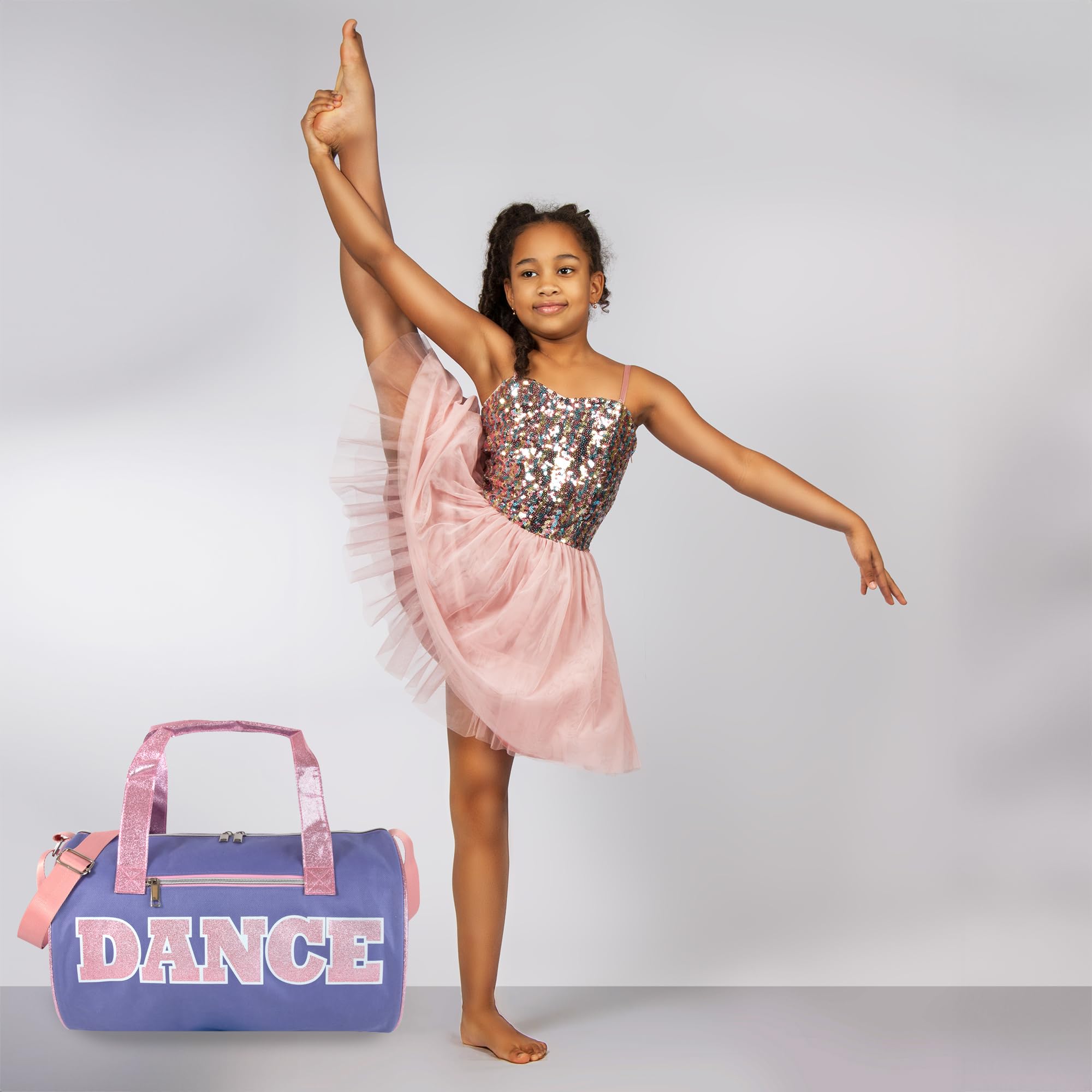 Dance Duffle Bag for Girls & Boys - Waterproof Gym Bag with Shoe Compartment | Perfect for Dance Class, Sports Practice & Travel | Purple & Pink Workout Duffel for Teens & Student Athletes