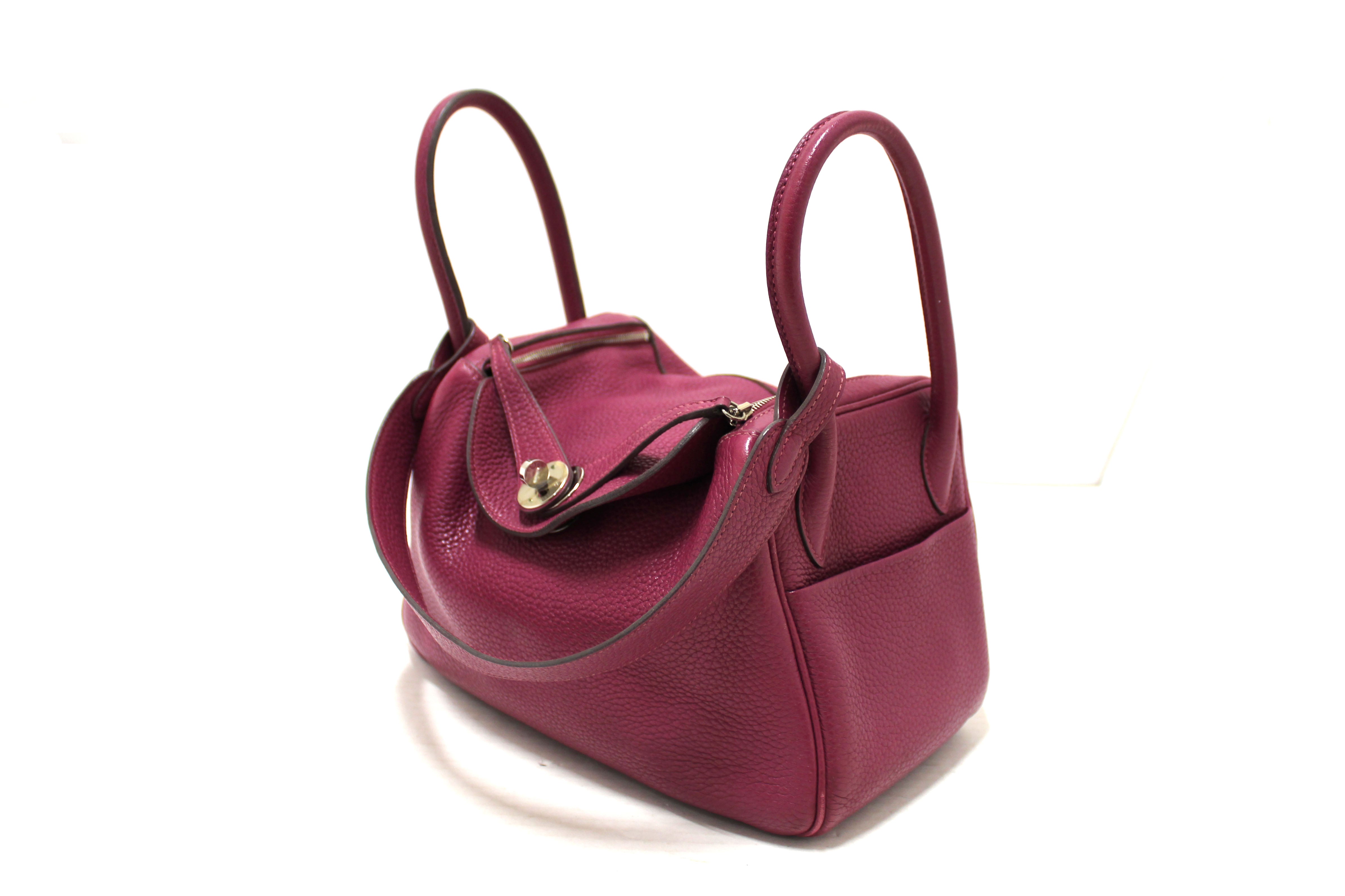Authentic Hermes Rose Purple Togo Leather Lindy 26 Handbag & Shoulder Bag - Luxury Designer Purse for Women, Perfect for Work, Travel & Special Occasions