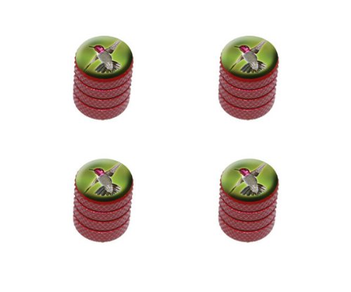 Anna's Hummingbird Aluminum Valve Stem Caps - Red Car Wheel Accessories for Tire Rims - Perfect for Car Enthusiasts & Bird Lovers