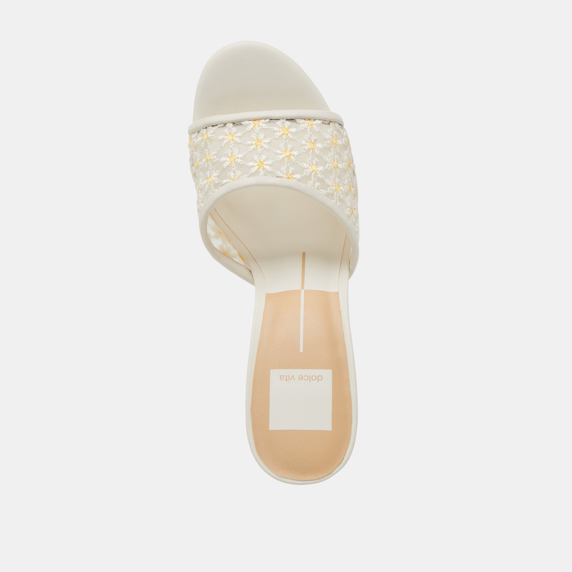 Lavena Women's Floral Heels - White & Yellow Mesh Summer Sandals for Weddings, Parties & Beach Outfits