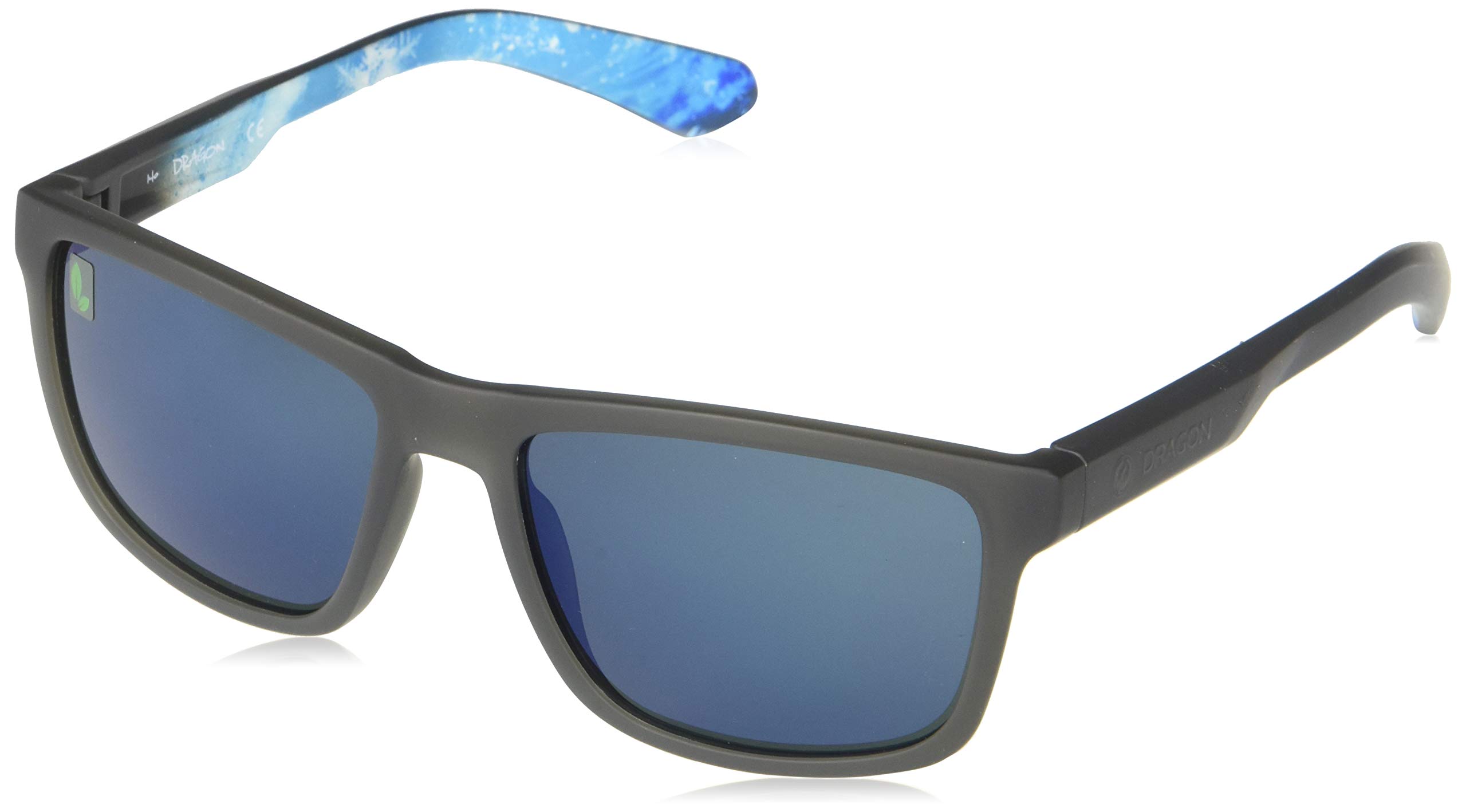 Dragon Unisex Reed Sunglasses - Matte Grey Frame with Permafrost Accents & LL Gun Blue Ionized Lenses | UV Protection, Lightweight Design for Outdoor Activities, Beach, Driving, and Fashion Statement