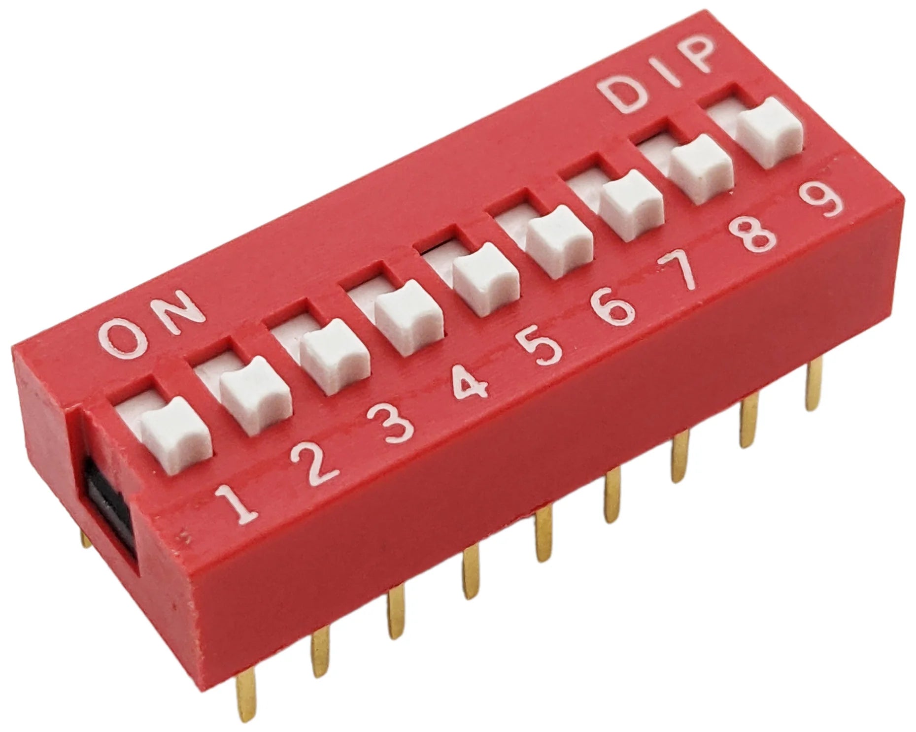 9-Position DIP Switch SPST 18 Pin Red 24.3x9.9x5.3mm - Perfect for PCB Circuit Boards, Industrial Controls & Electronic Prototyping