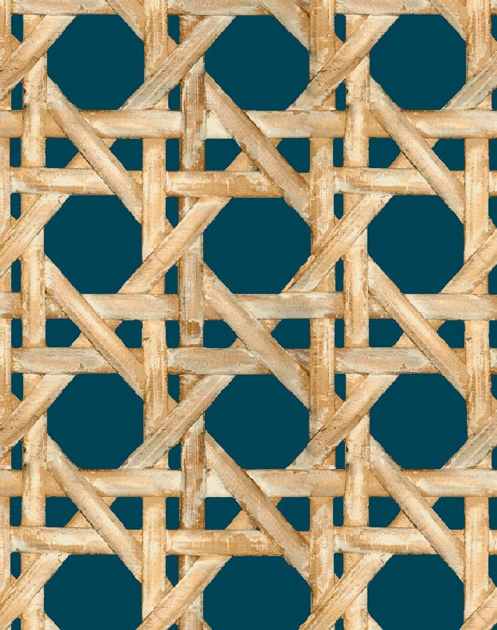 Wallshoppe Faux Large Caning Wallpaper in Indigo - Peel and Stick Removable Wallpaper for Bedroom, Living Room & Home Decor