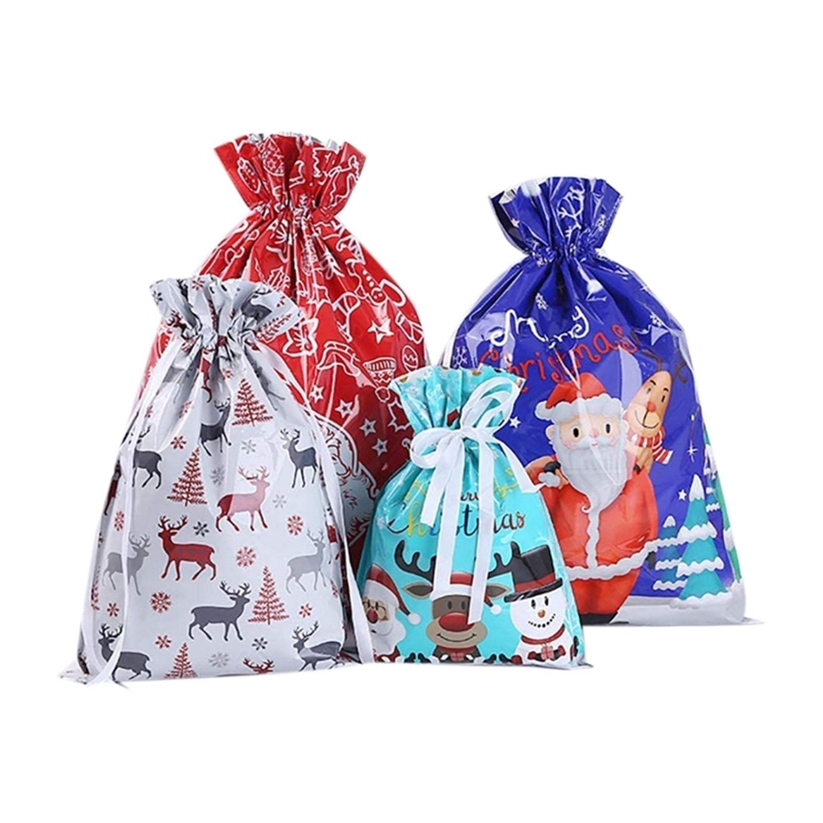 30PCS Christmas Drawstring Gift Bags with Ribbon Ties - Large Holiday Present Bags for Christmas Party, Gift Wrapping & Festive Decorations