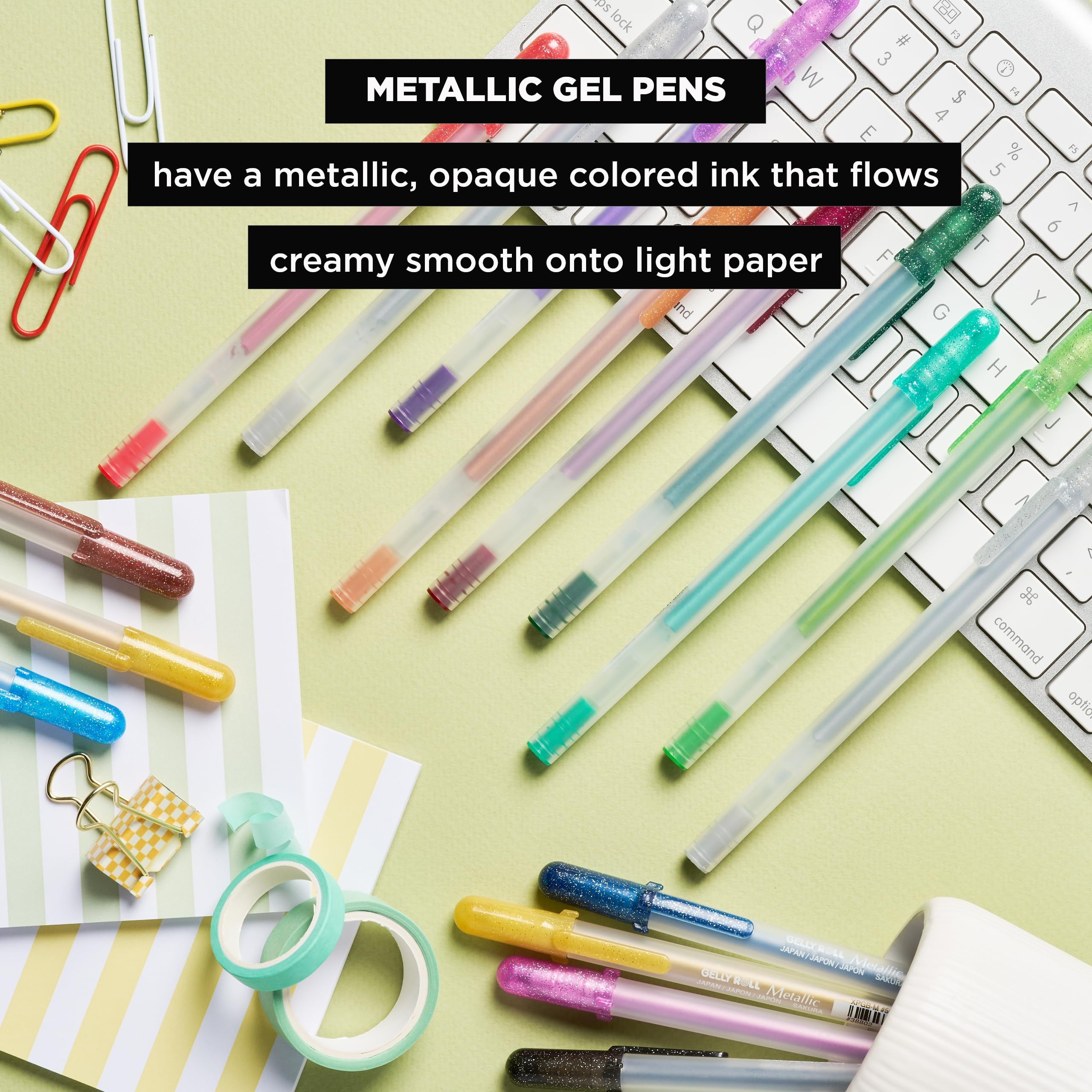 SAKURA Gelly Roll Metallic Gel Pens Set - 16 Pack Medium Point Colored Pens with Shimmering Ink for Scrapbooking, Journaling, Drawing & Hand Lettering - Perfect for DIY Crafts, Bullet Journals & Gift Wrapping