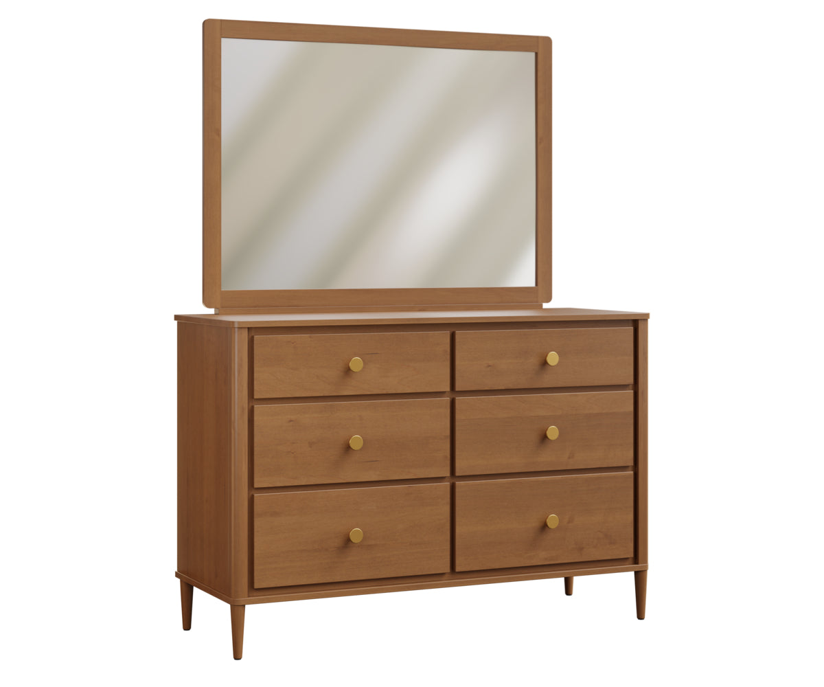 Modern Contour 57 Dresser with Full-Length Mirror - Stylish Bedroom Storage Solution for Clothes, Jewelry & Accessories | Perfect for Master Bedroom, Guest Room or Dorm Organization